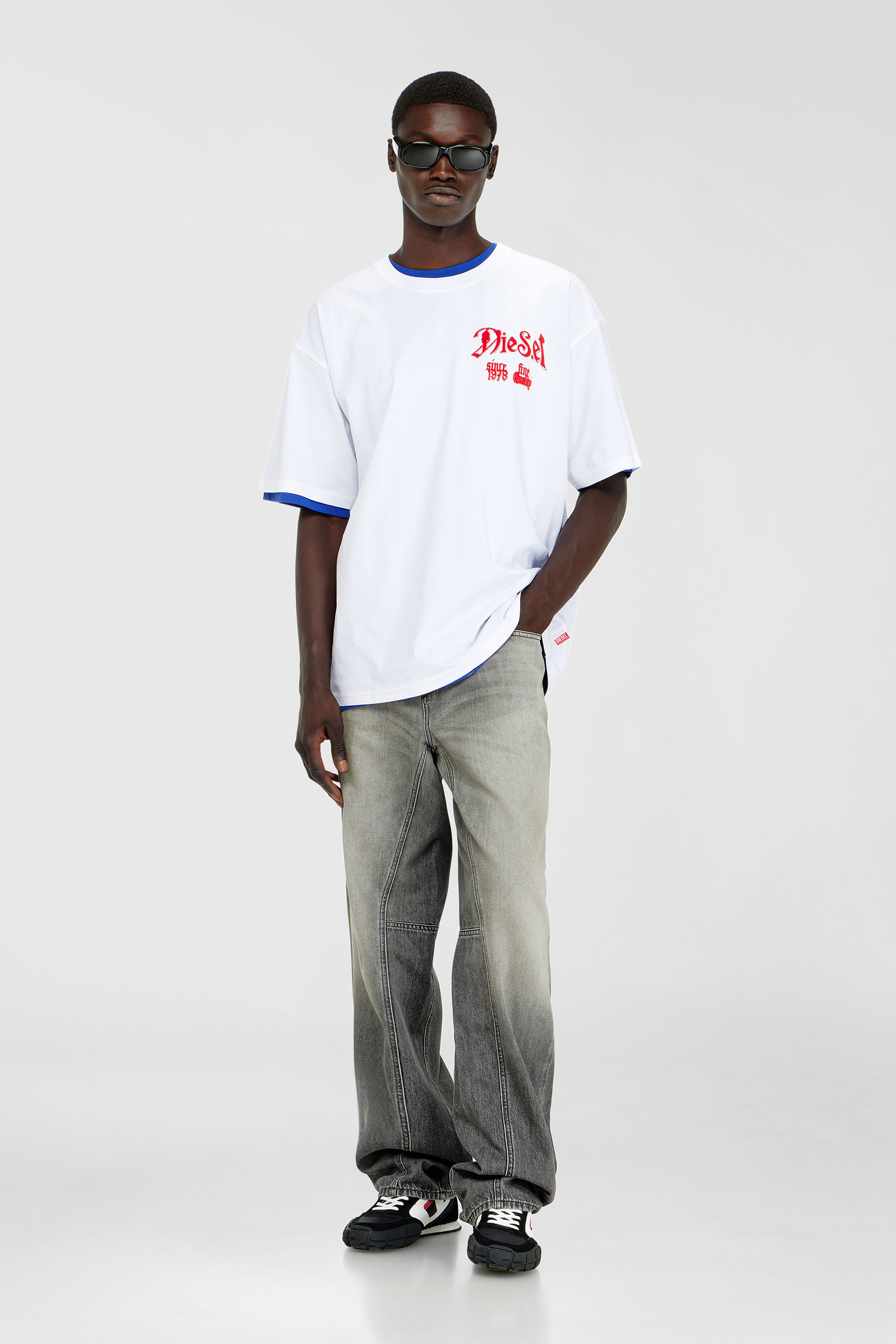 Diesel - T-BOXT-AA2, Man's Cotton T-shirt with flock graphic in White - 1