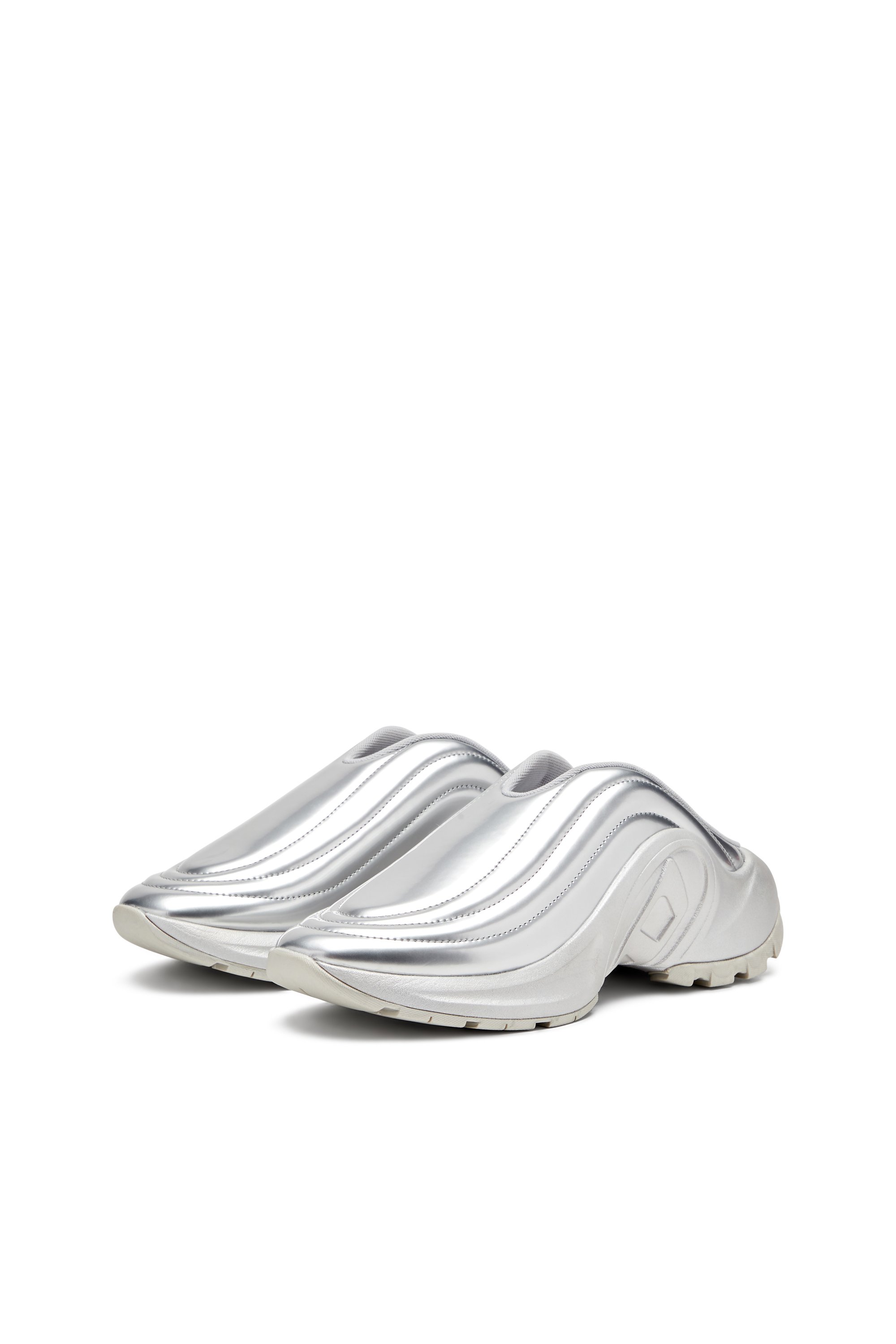 Diesel - S-D-RUNNER MULE X, Unisex Pantoletten in Metallic-Optik in Silber - 9