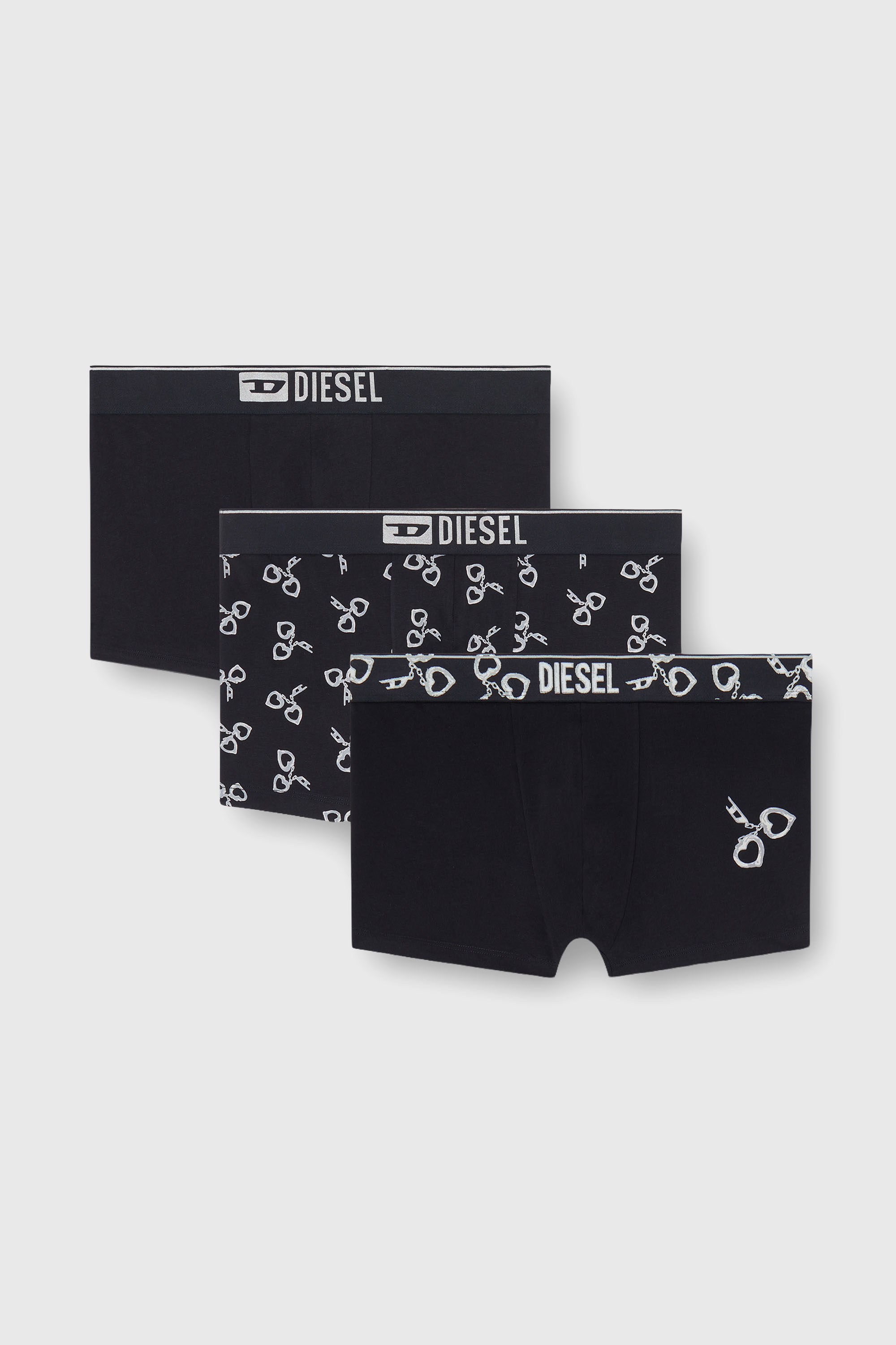 Diesel - DAMIEN-GFT-3PACK, Herren 3er-Pack Boxershorts mit Handschellen-Motiv in Schwarz - 2