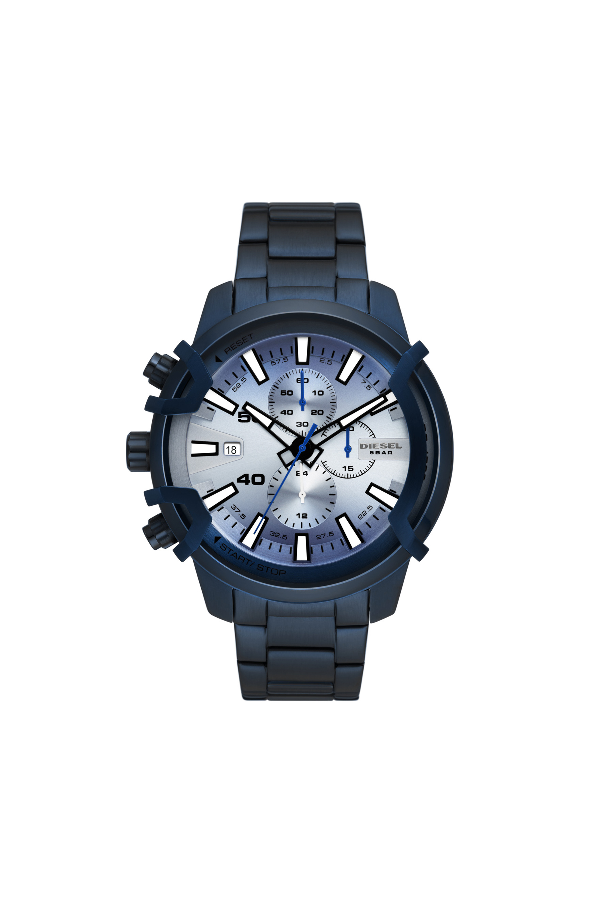 Diesel - DZ4596, Herren Griffed Chronograph aus blauem Edelstahl in Blau - 1