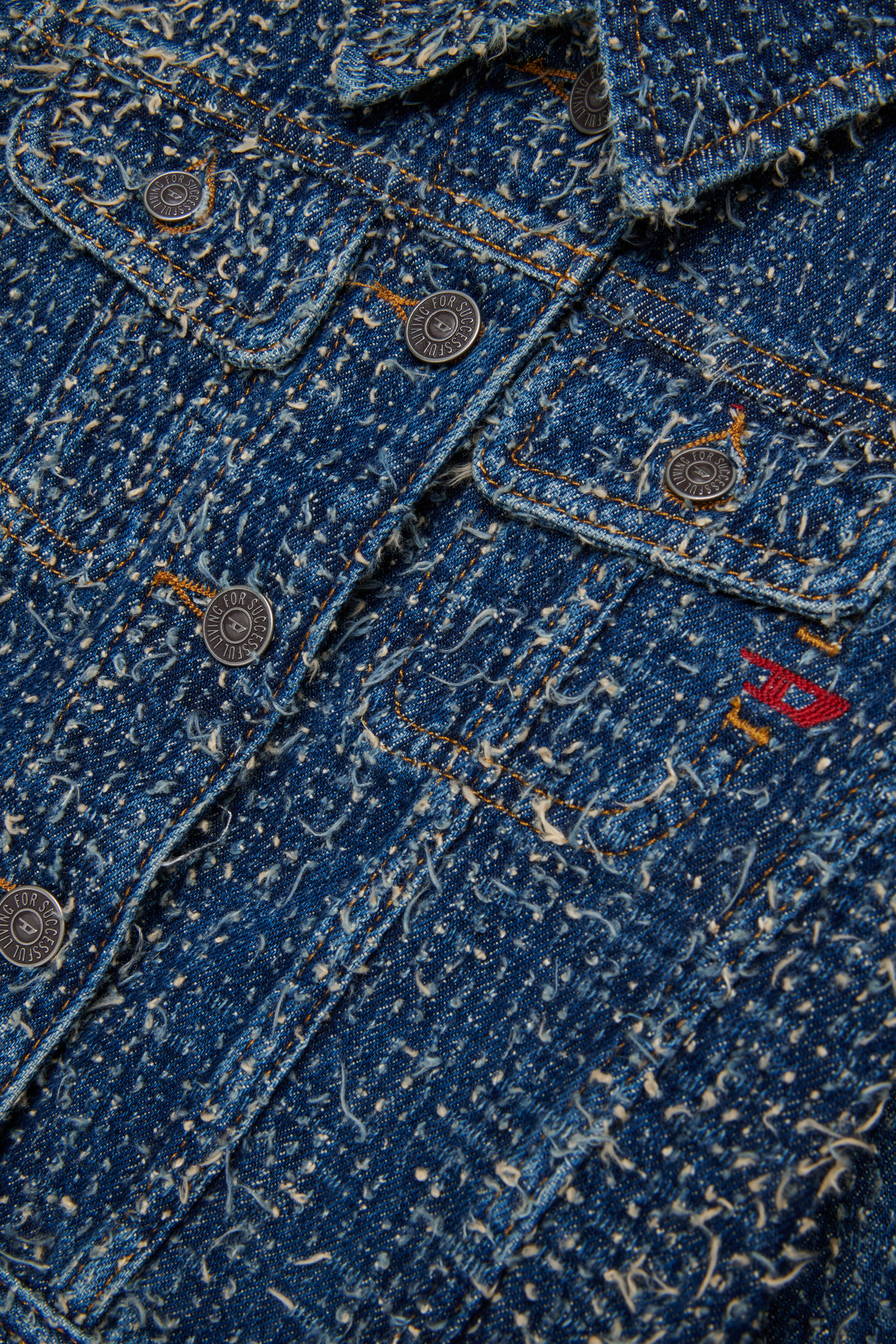 Diesel - JSLIMMY-J, Damen Denimjacke mit Bouclé-Effekt in Dunkelblau - 4