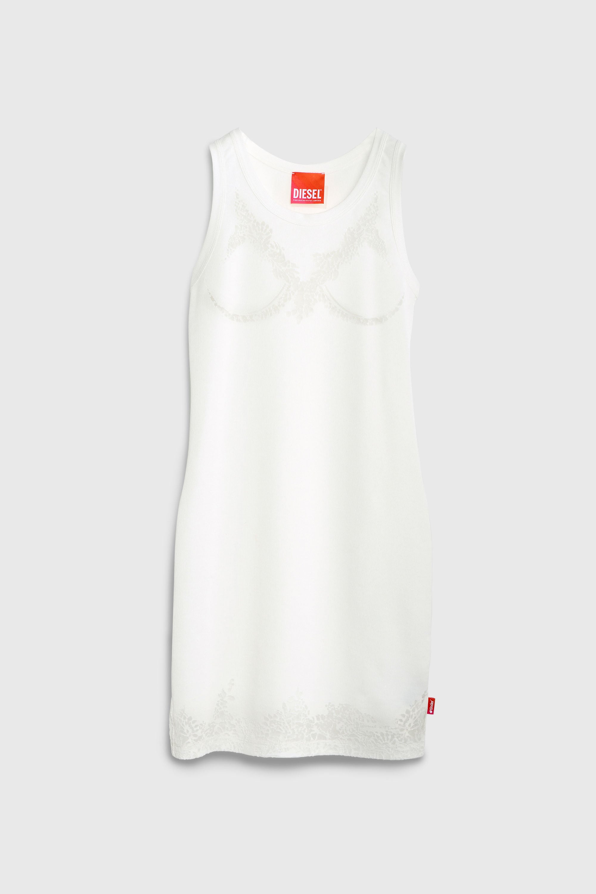 Diesel - PR-D-ANKI-LACE-R, Damen Mini-Tank-Kleid mit Devor&eacute;-Spitzen-Effekt in Wei&szlig; - 3