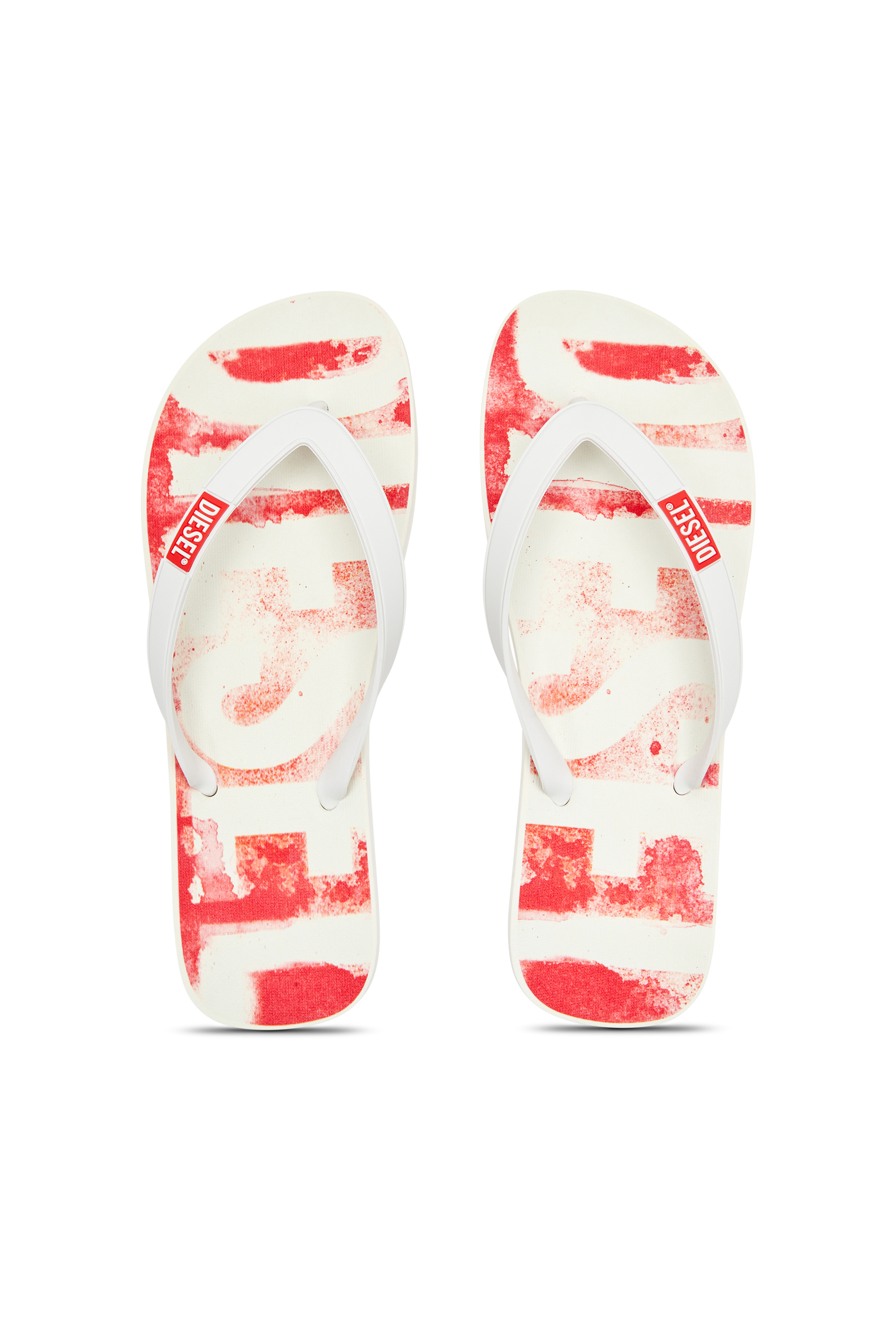 Diesel - SA-RIO, Herren Sa-Rio-Flip-Flops aus Gummi mit Graffiti-Logo in Weiss/Rot - 5