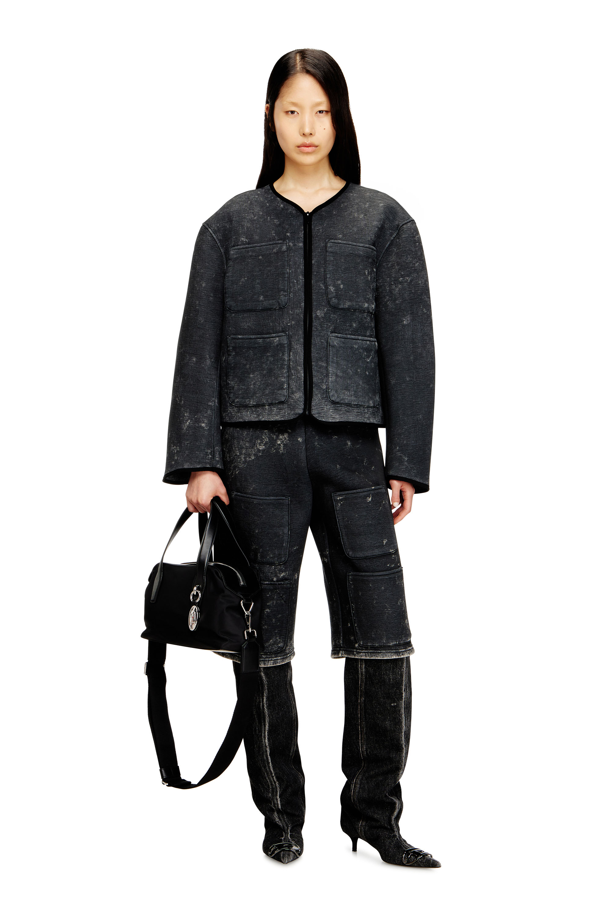 Diesel - G-TES, Damen Scuba-Jacke mit Marmoreffekt und Taschen in null - 1