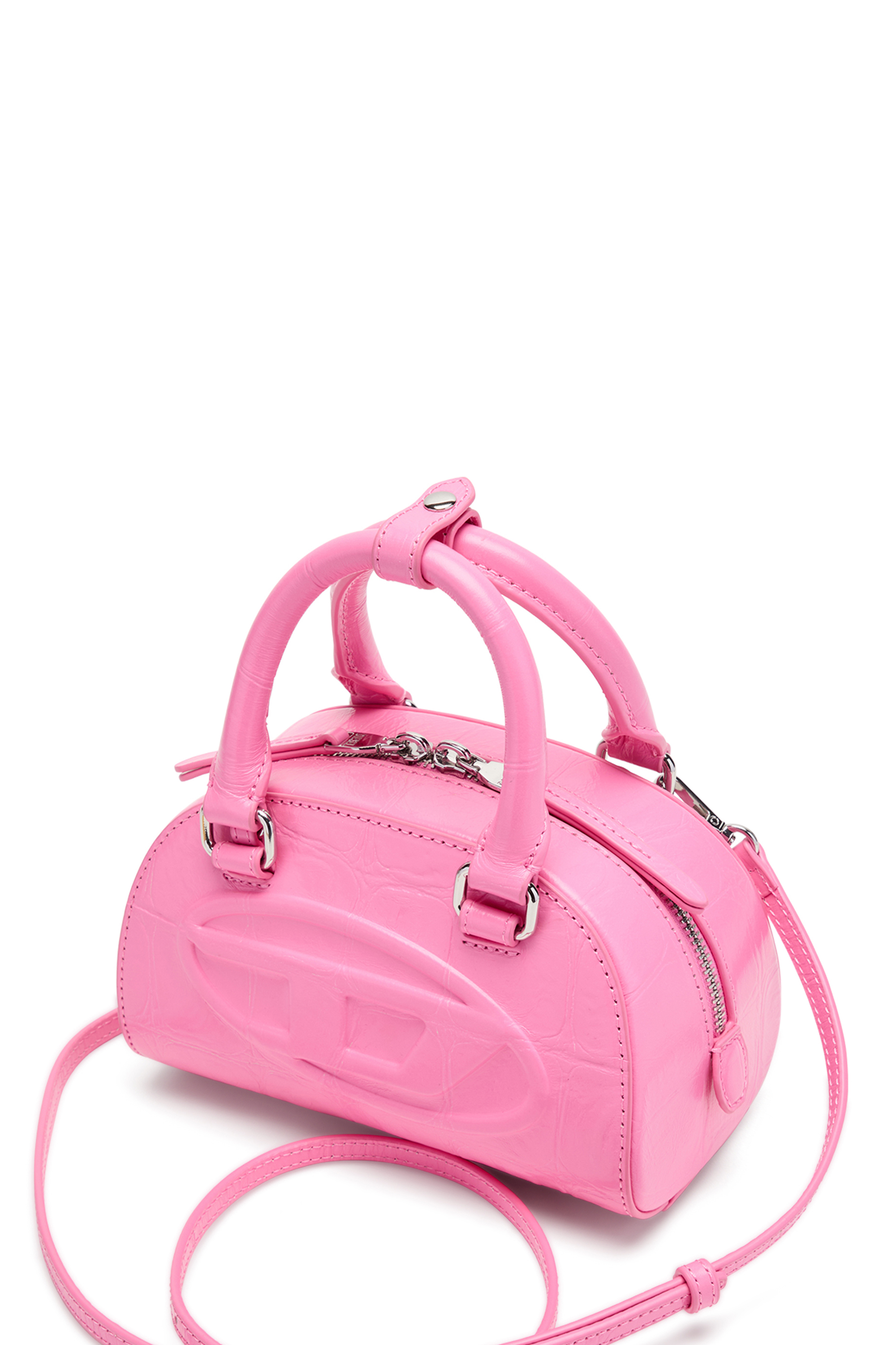 Diesel - 1DR DOME CROSSBODY, Damen 1DR Dome-Mini-Bowlingtasche aus Leder in Krokodilleder-Optik in Rosa - 4