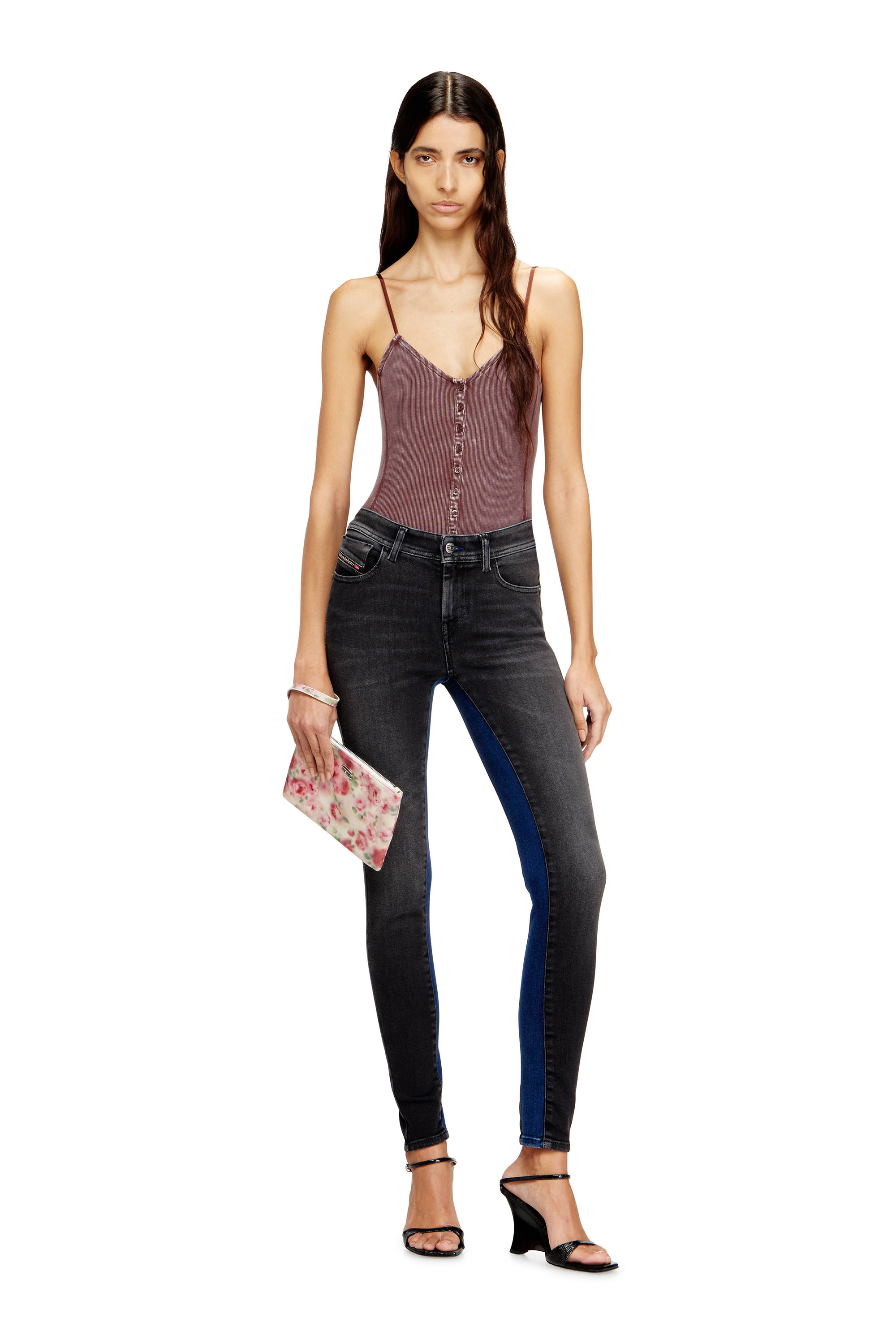Diesel - Damen Skinny Jeans 2017 Slandy 09N14, Schwarz/Dunkelgrau - 1