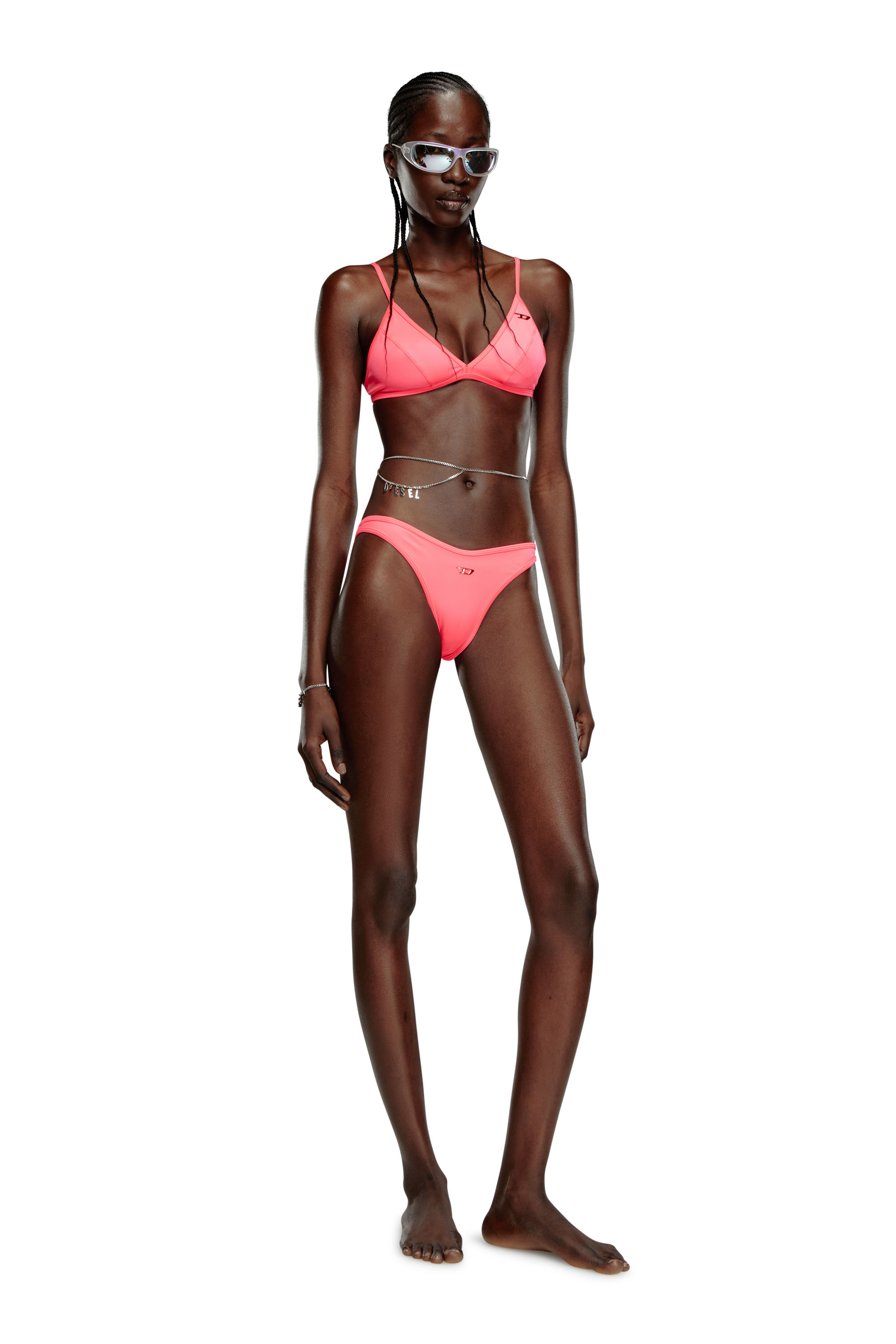 Diesel - BFPN-PUNCHY-X, Damen Neonfarbene Bikinihose mit D-Logo in Rosa - Image 1