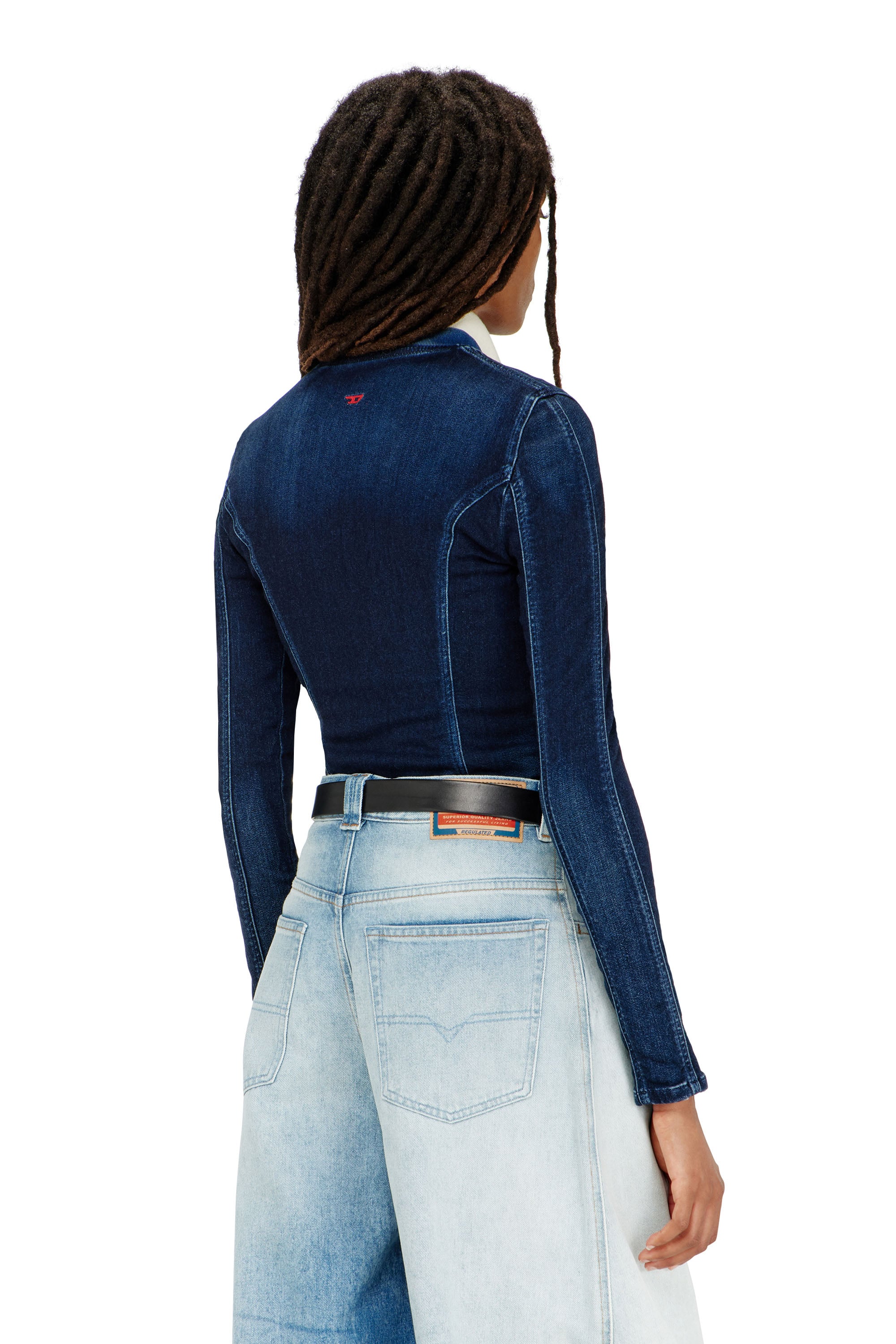 Diesel - DE-GARY-D JOGG, Damen Cropped jacket aus JoggJeans in Dunkelblau - 4