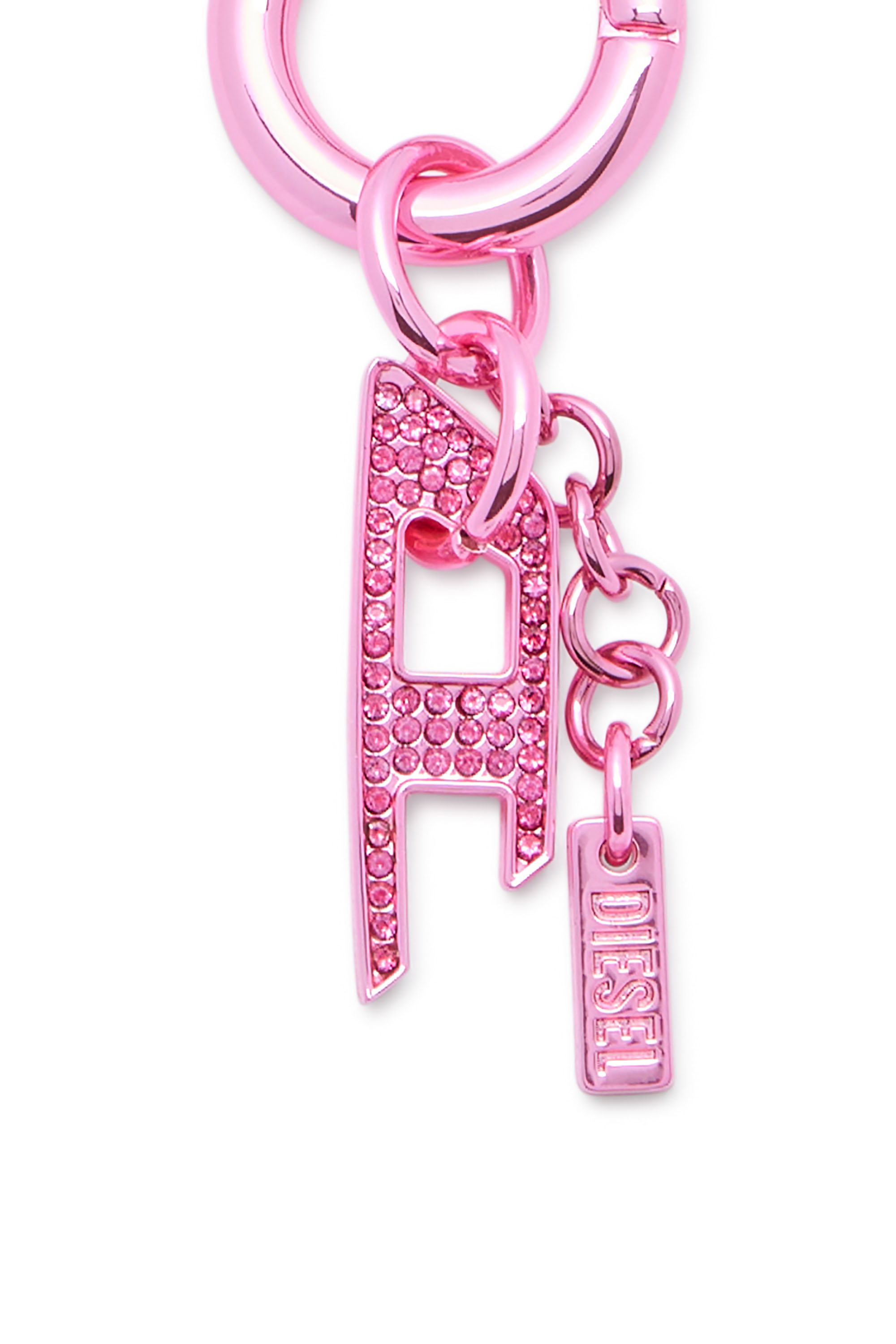 Diesel - CHARM-D, Unisex Metallschl&uuml;sselanh&auml;nger mit D-Anh&auml;nger aus Strass in Rosa - 3