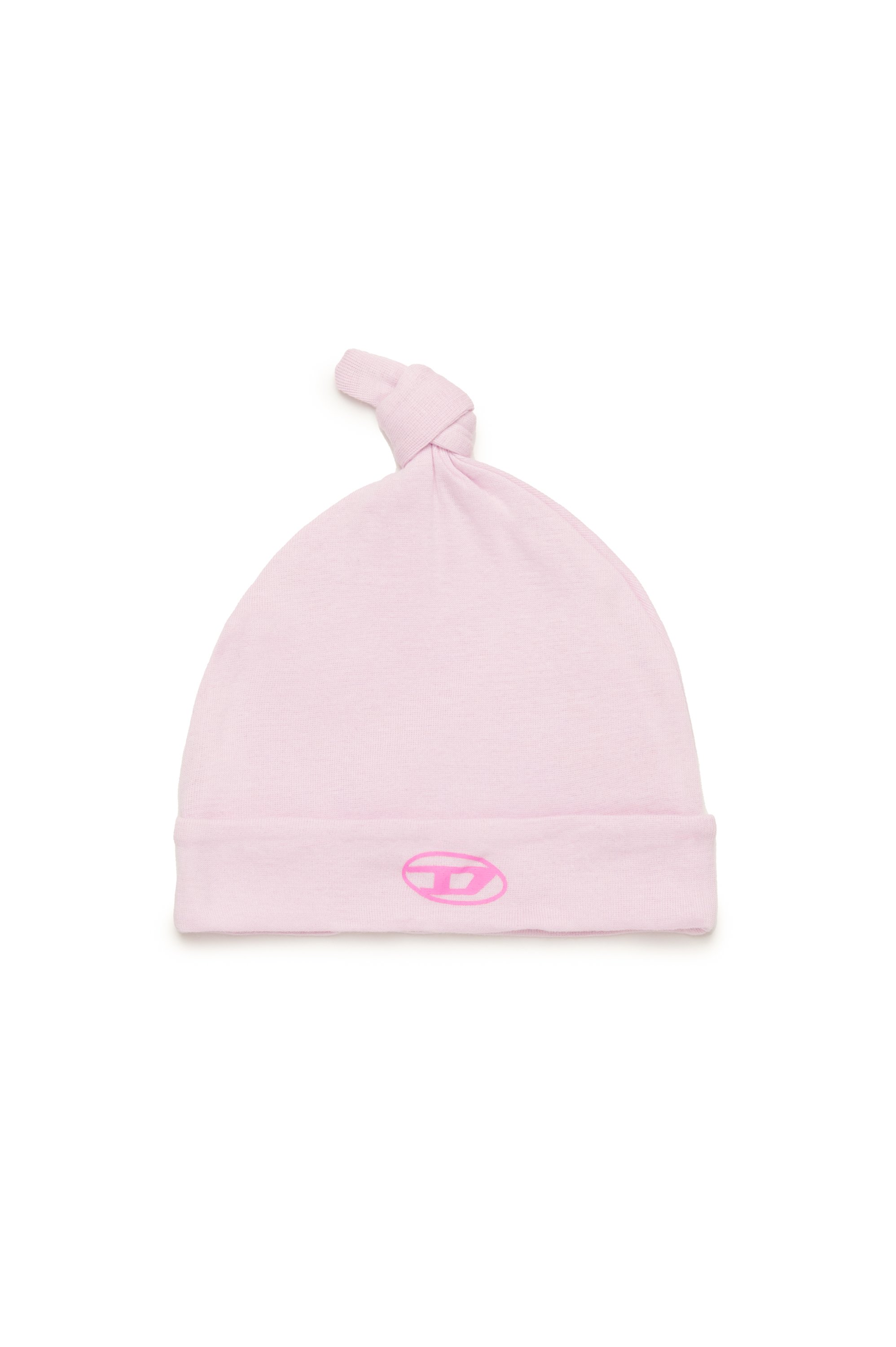 Diesel - FAMOUS-NB, Unisex Beanie für Baby mit Knoten und Oval D-Logo in Rosa - 1