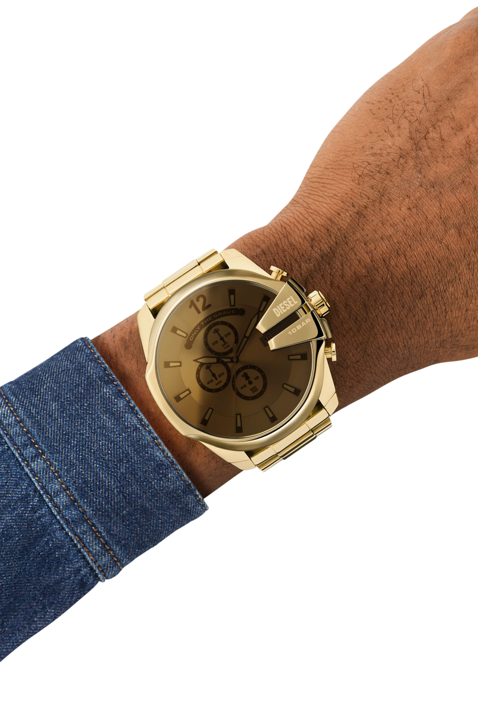 Diesel - DZ4662, Man's Mega Chief chronograph gold-tone stainless steel watch in Gold - 4