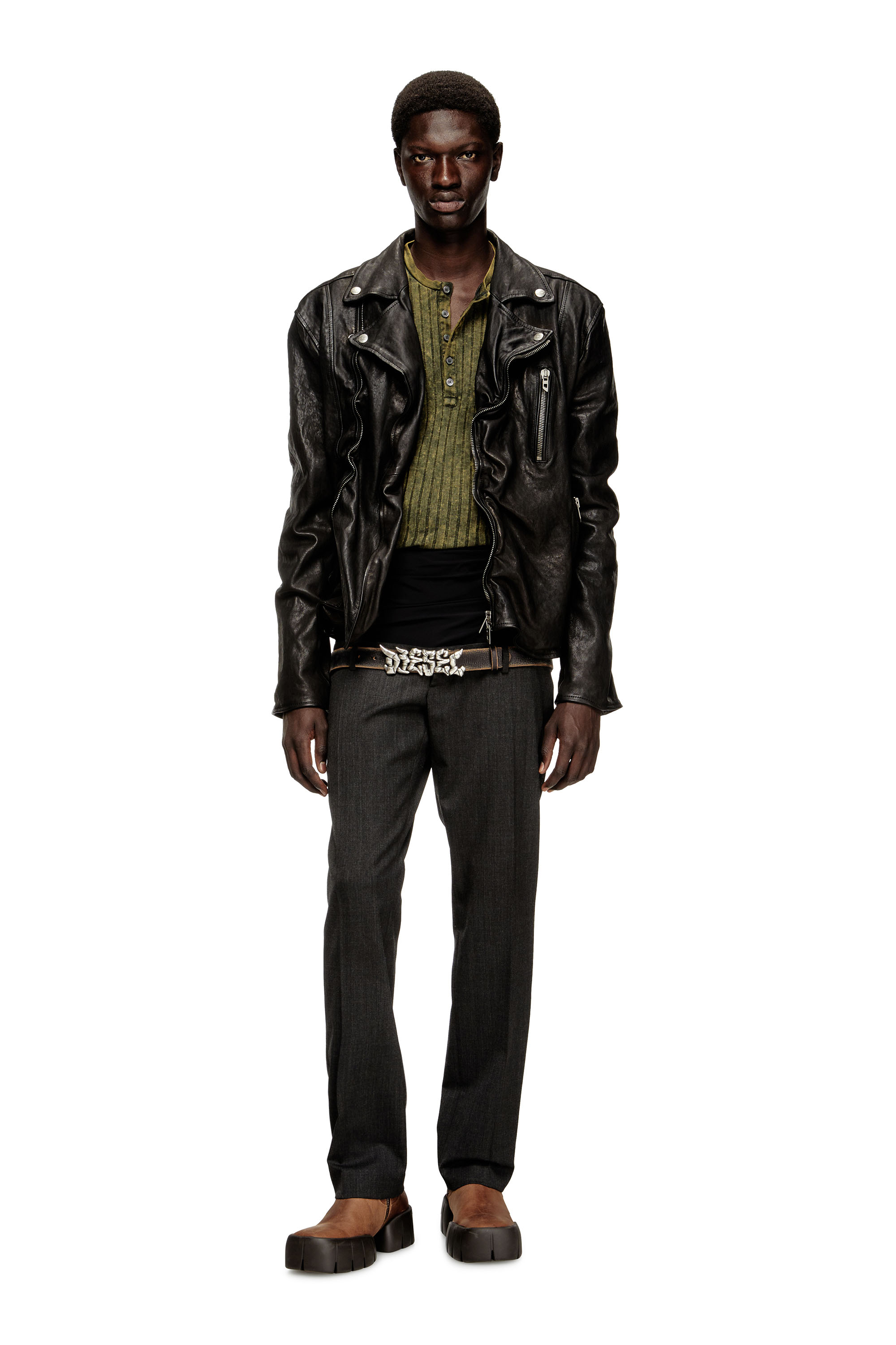 Diesel - P-AUREL-1, Herren Hose aus Wolle mit Stretch-Bund in Dunkelgrau - 1