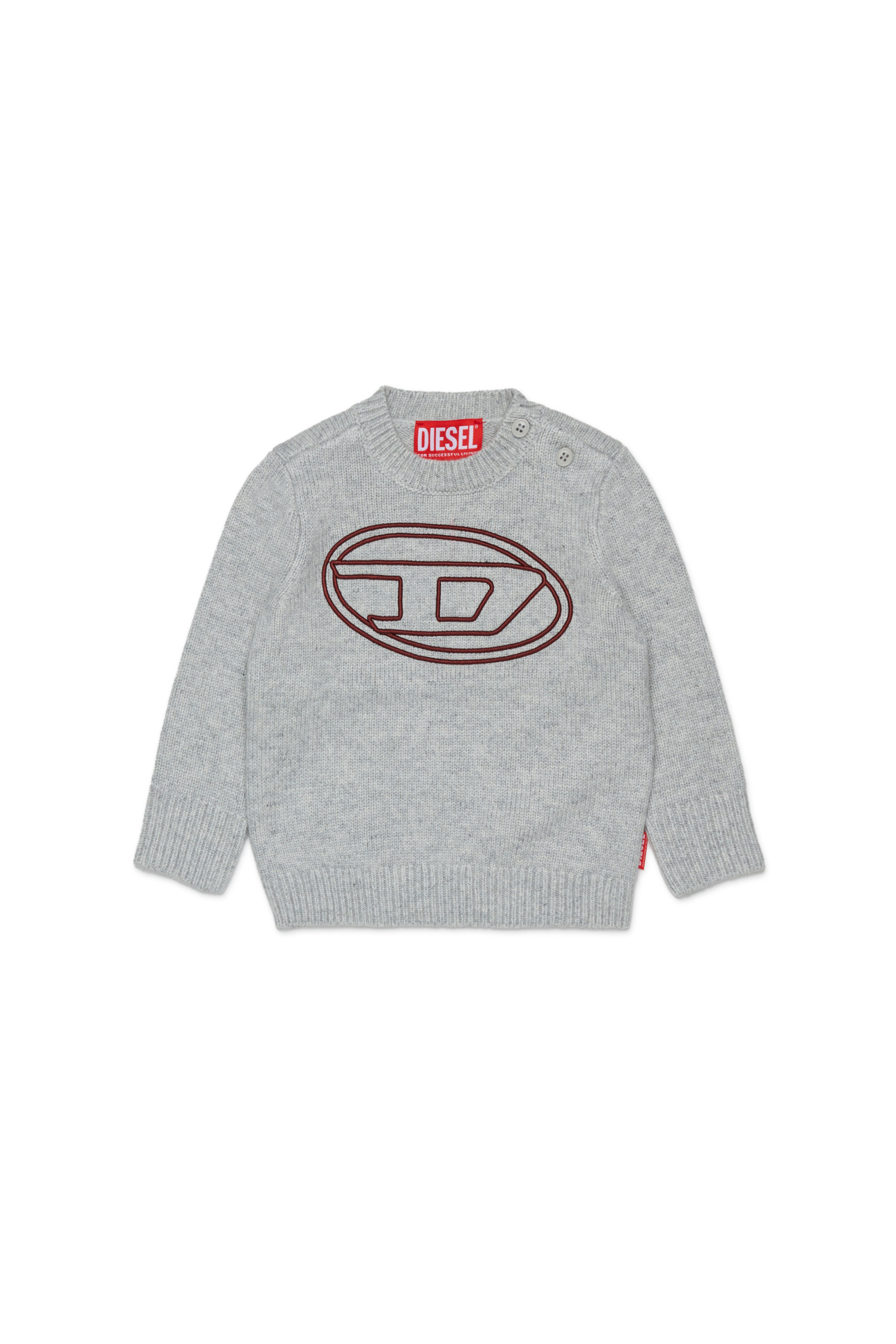 Diesel - KOMYB, Man's Cashmere-enriched jumper with big Oval D in Grey - 1