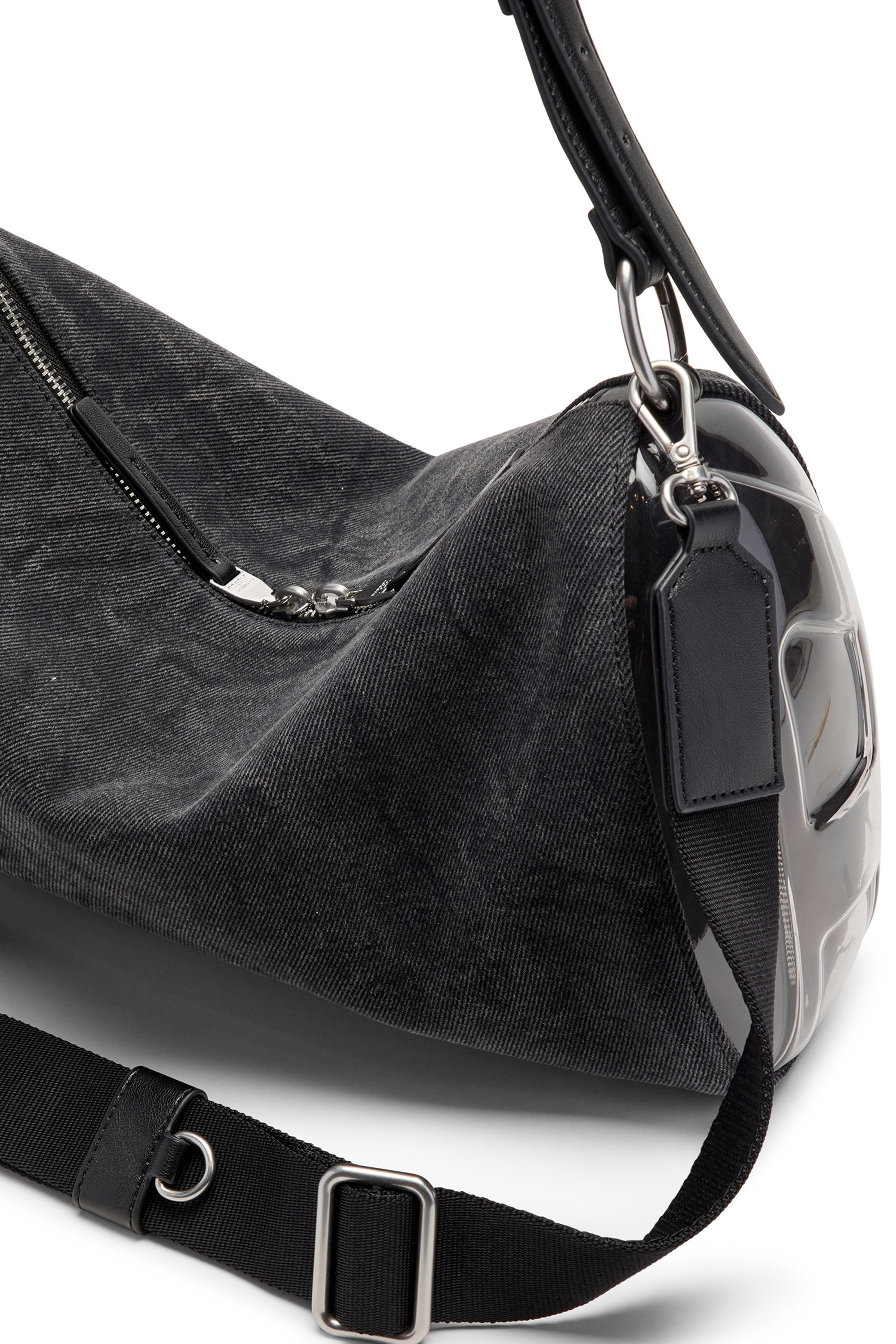 Diesel - LOAD-D SHOULDER BAG X, Unisex Load-D-Shoulder Bag mit transparenten ovalen D-Seiten in Schwarz - 3