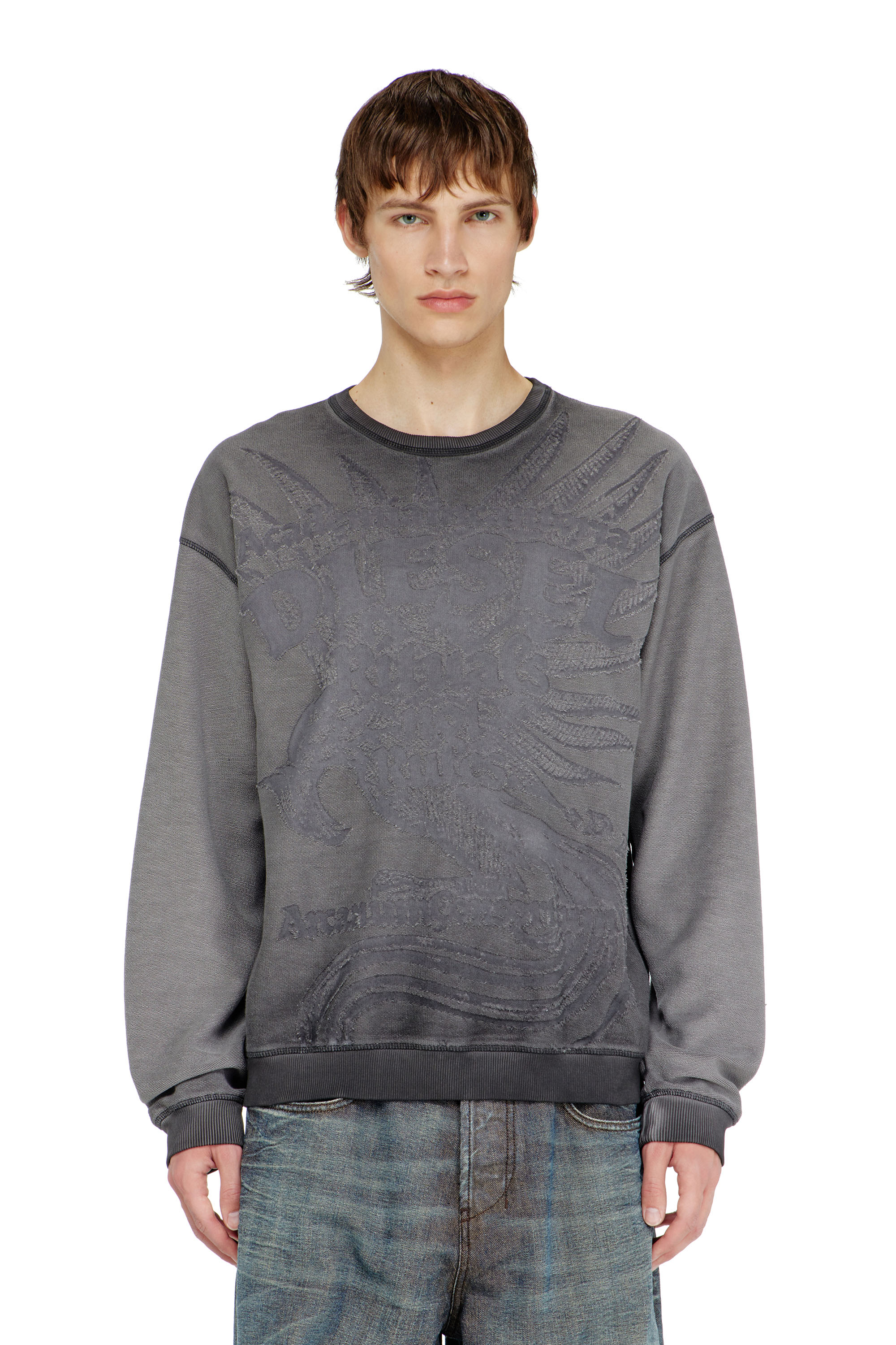 Diesel - S-ARON-RAW, Herren Sweatshirt mit d&eacute;vor&eacute;-Print in null - 5