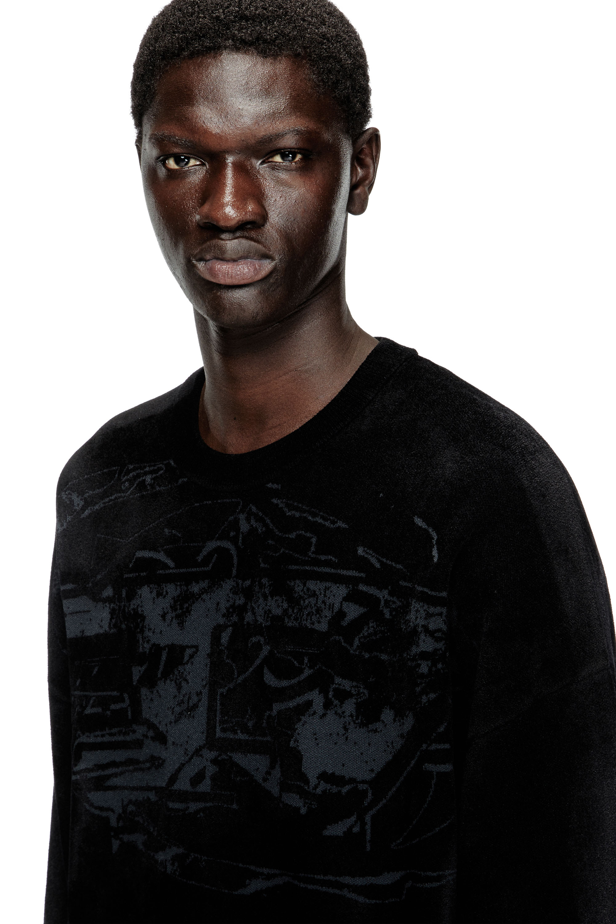 Diesel - K-TRESA, Herren Pullover aus Chenille-Jacquard mit Logo-Motiv in Schwarz - 5