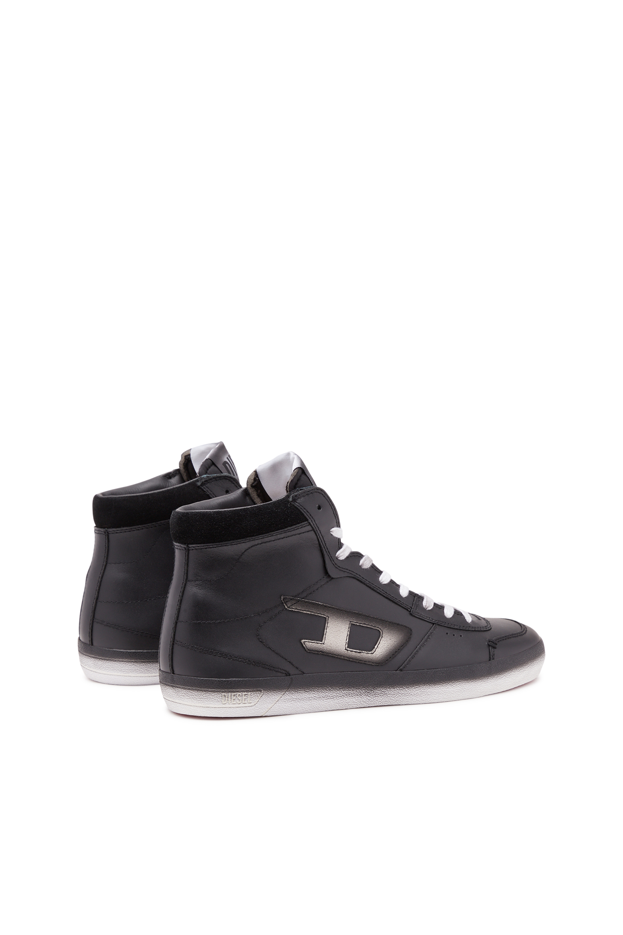 Diesel - S-LEROJI MID, Man S-Leroji Mid-Leather high-top sneakers with colour bleed in Black - Image 3