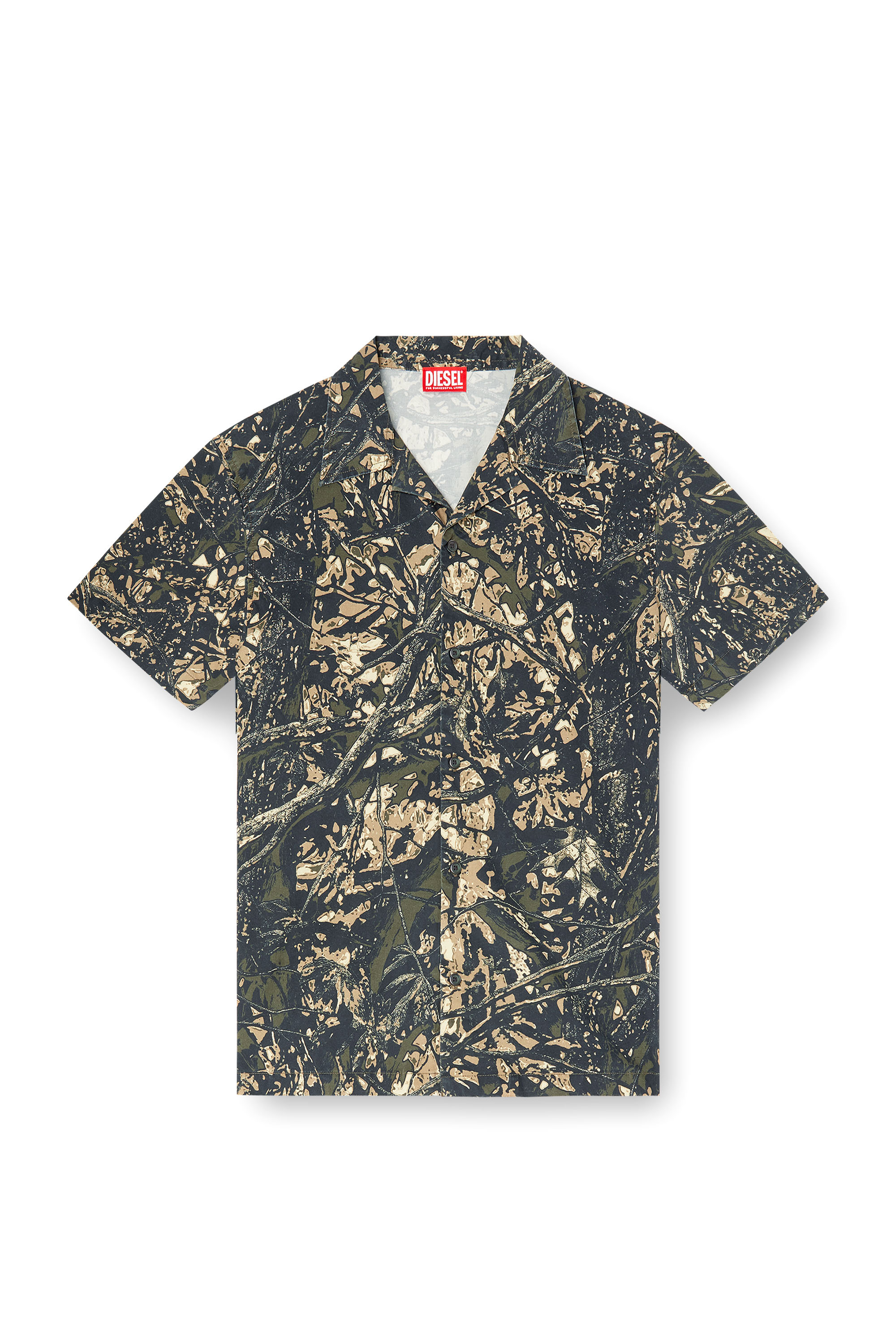 Diesel - S-LINT, Herren Kurzarm-Hemd mit Camouflage-Print in Braun/Grün - 3