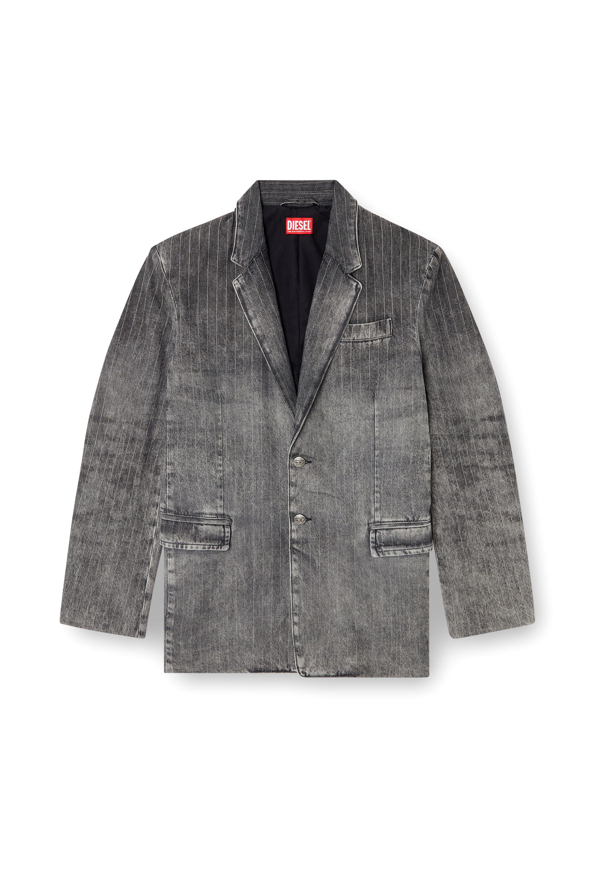 Diesel - D-REGER-S, Unisex Blazer aus Denim mit Nadelstreifen in Schwarz - 3