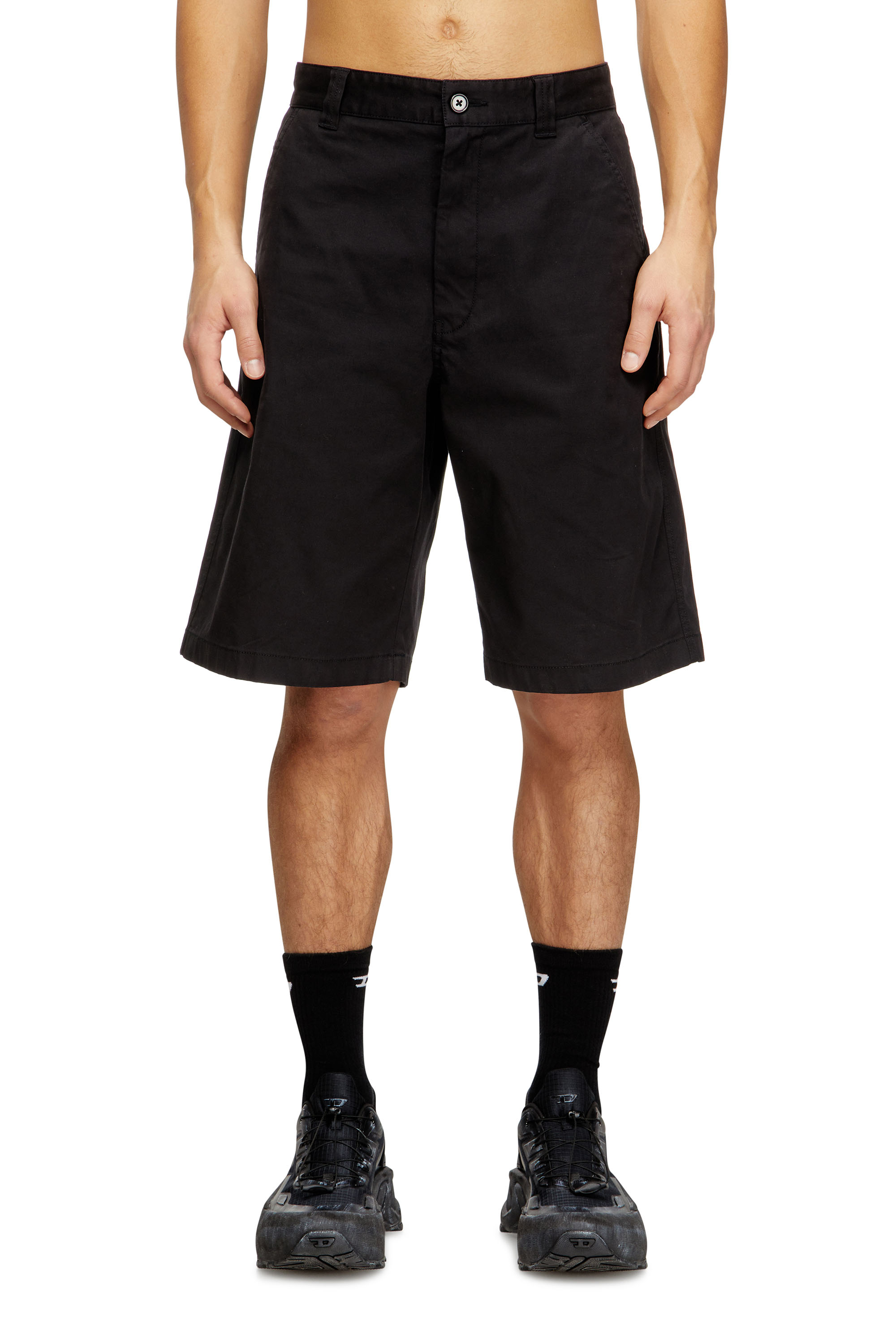 Diesel - P-HANT-CHINO-SHORT-EPCH, Herren Baumwollshorts mit Stonewash-Behandlung in Schwarz - 1