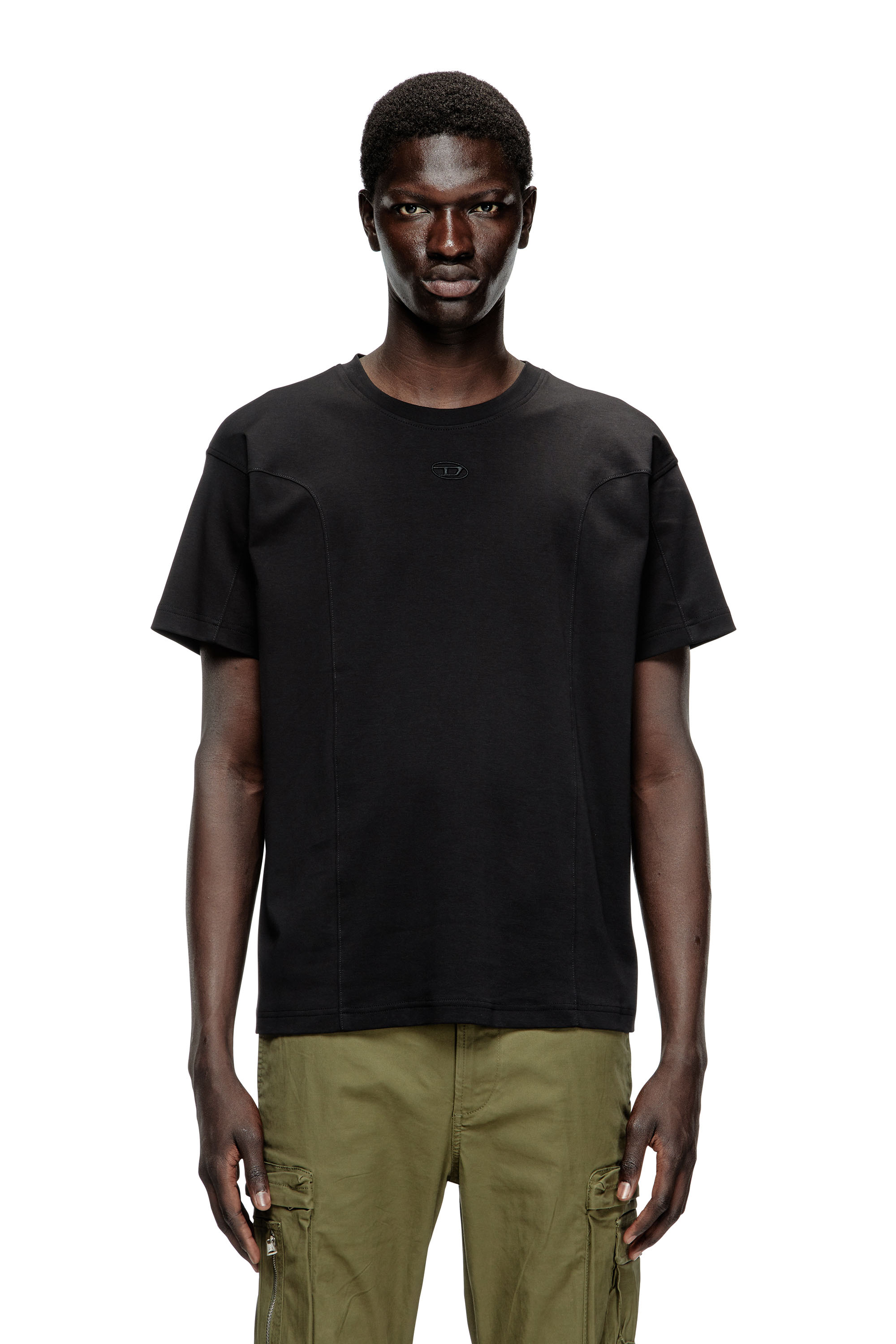 Diesel - T-NORM-INT, Herren Kurzarm-T-Shirt mit Einsätzen in Schwarz - 1