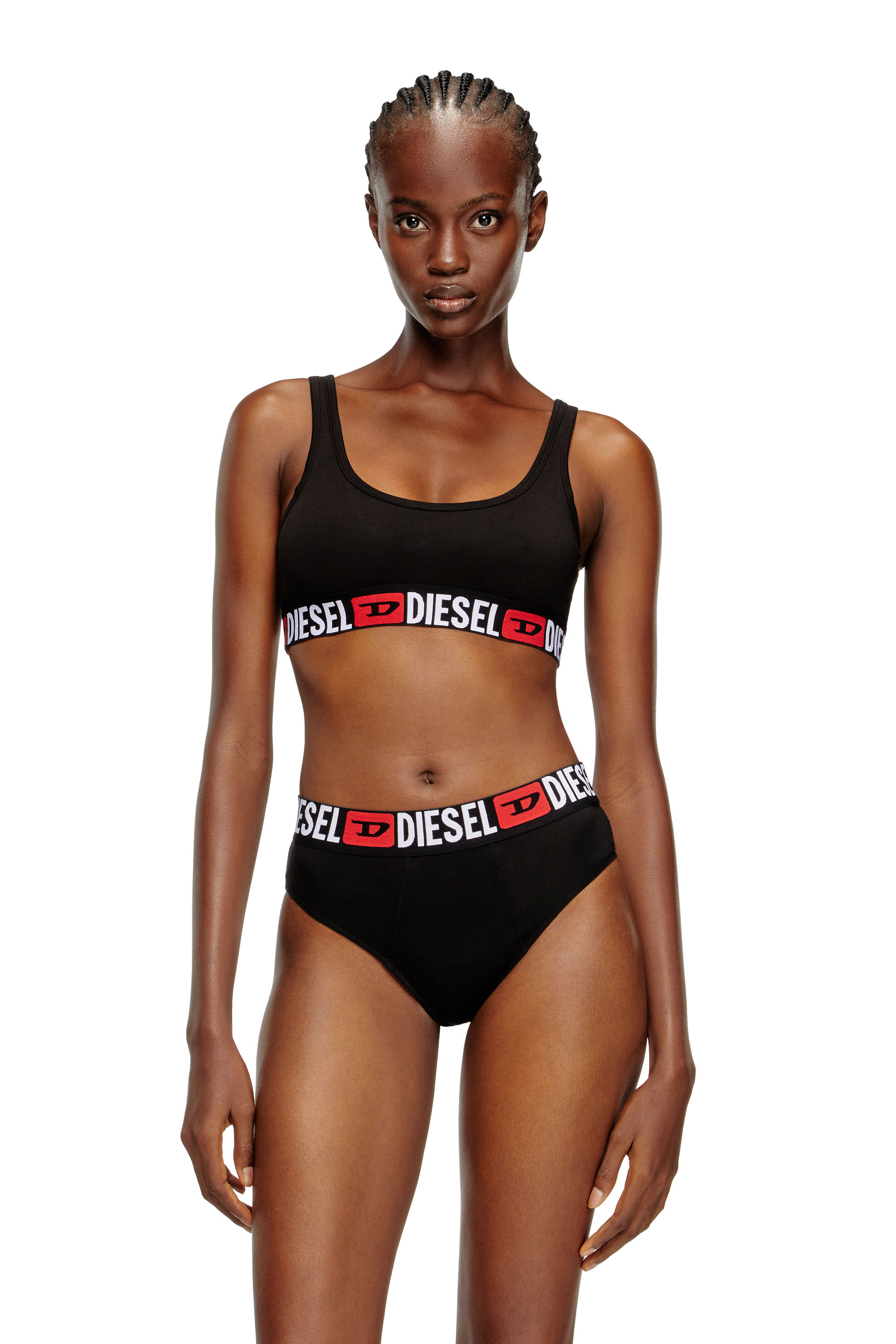 Diesel - UFSB-ORIBA, Damen Bralette mit Logoband in Schwarz - 1