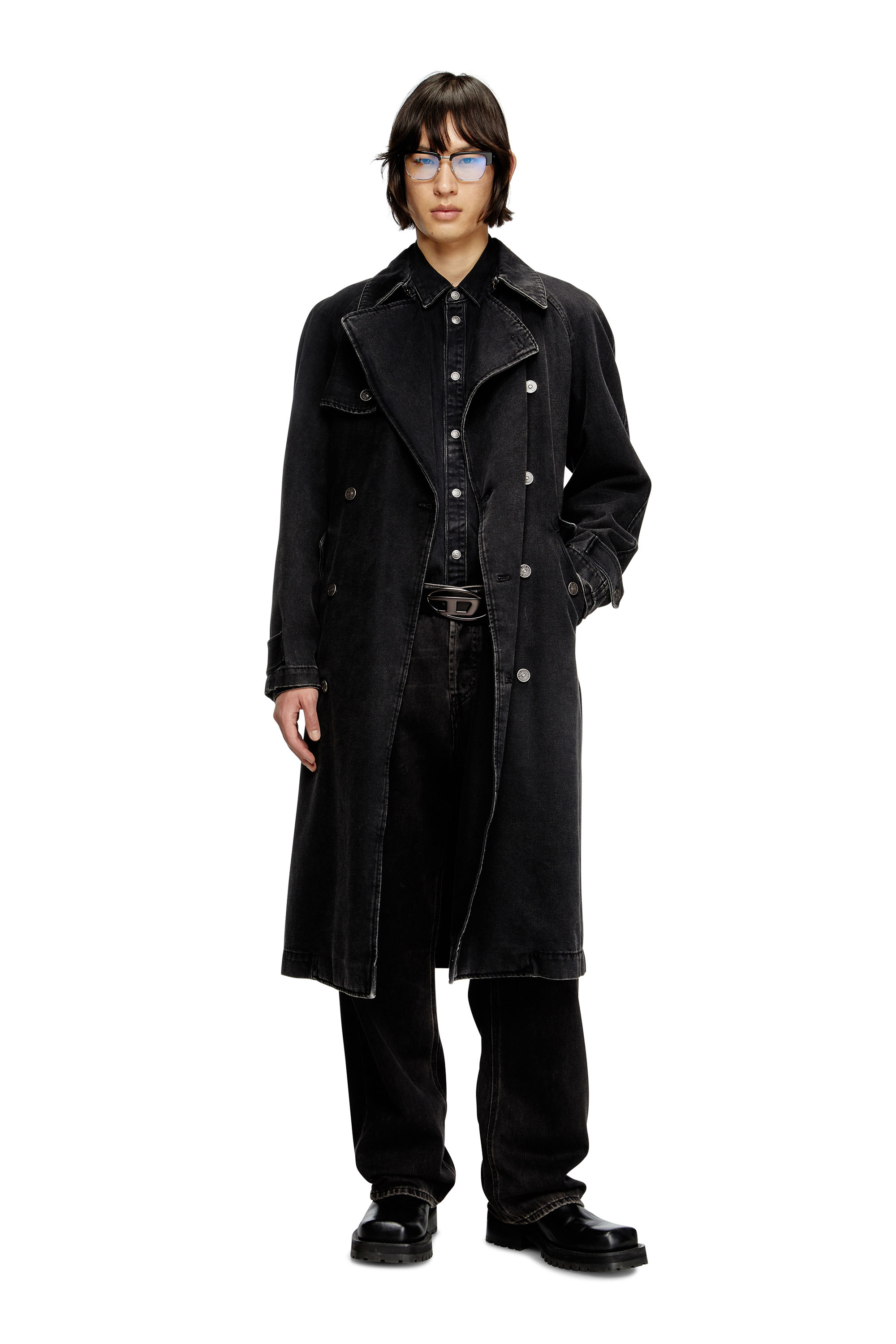 Diesel - D-DELIRIOUS-D, Herren Trenchcoat aus Denim in cleaner Waschung in Schwarz - 1