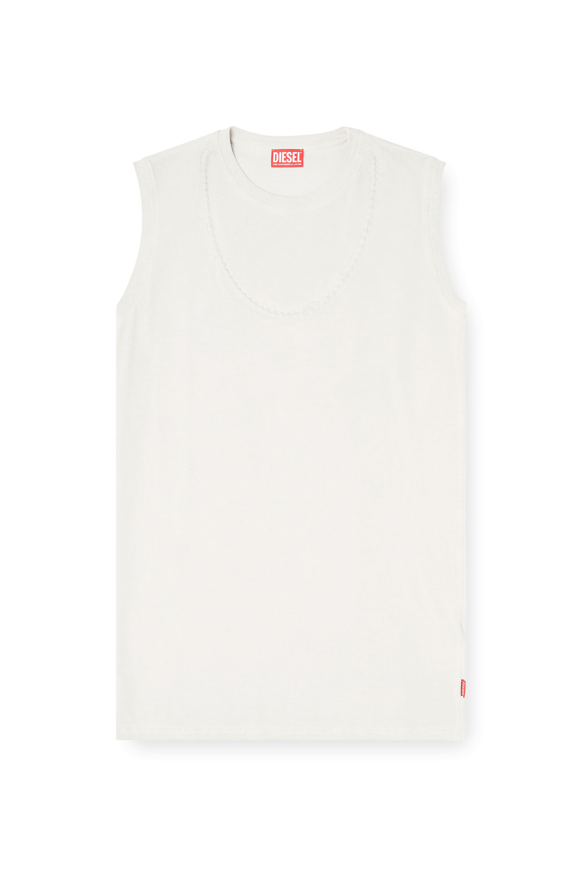 Diesel - D-EMB, Damen Kurzes Baumwollkleid mit geprägter Kette in Weiß - 3