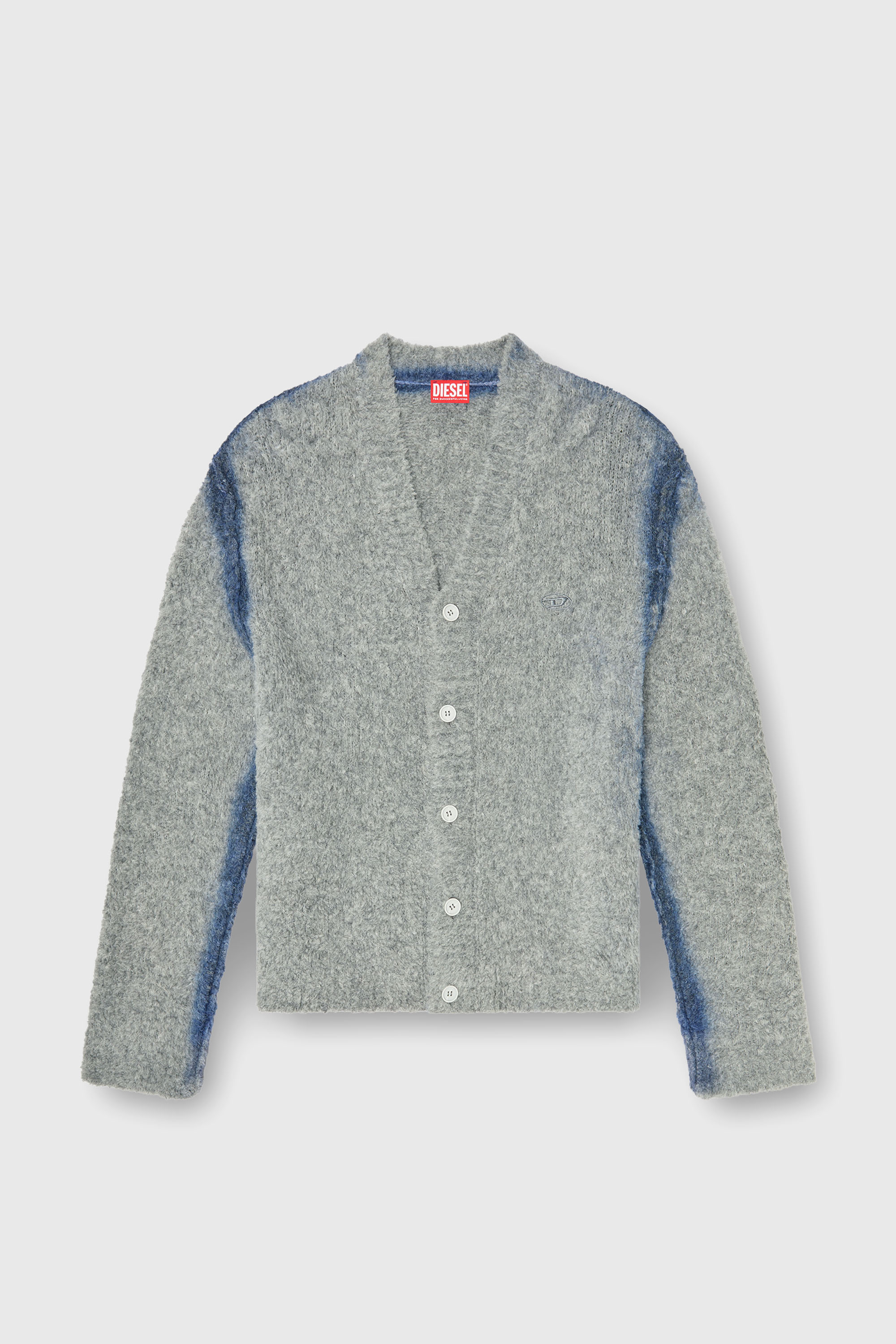 Diesel - K-REMO, Herren Cardigan aus Alpaka-Mix mit spraygef&auml;rbten N&auml;hten in Grau - 2