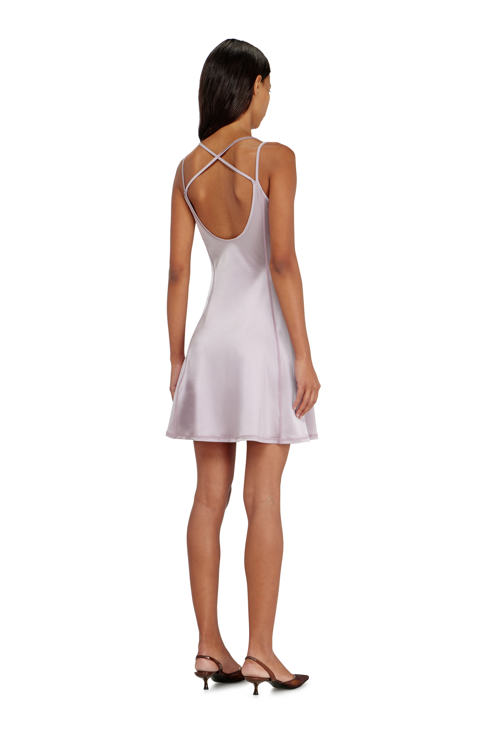 Diesel - D-IMMY, Woman's Fluid mini dress with double straps in Lilac - 4