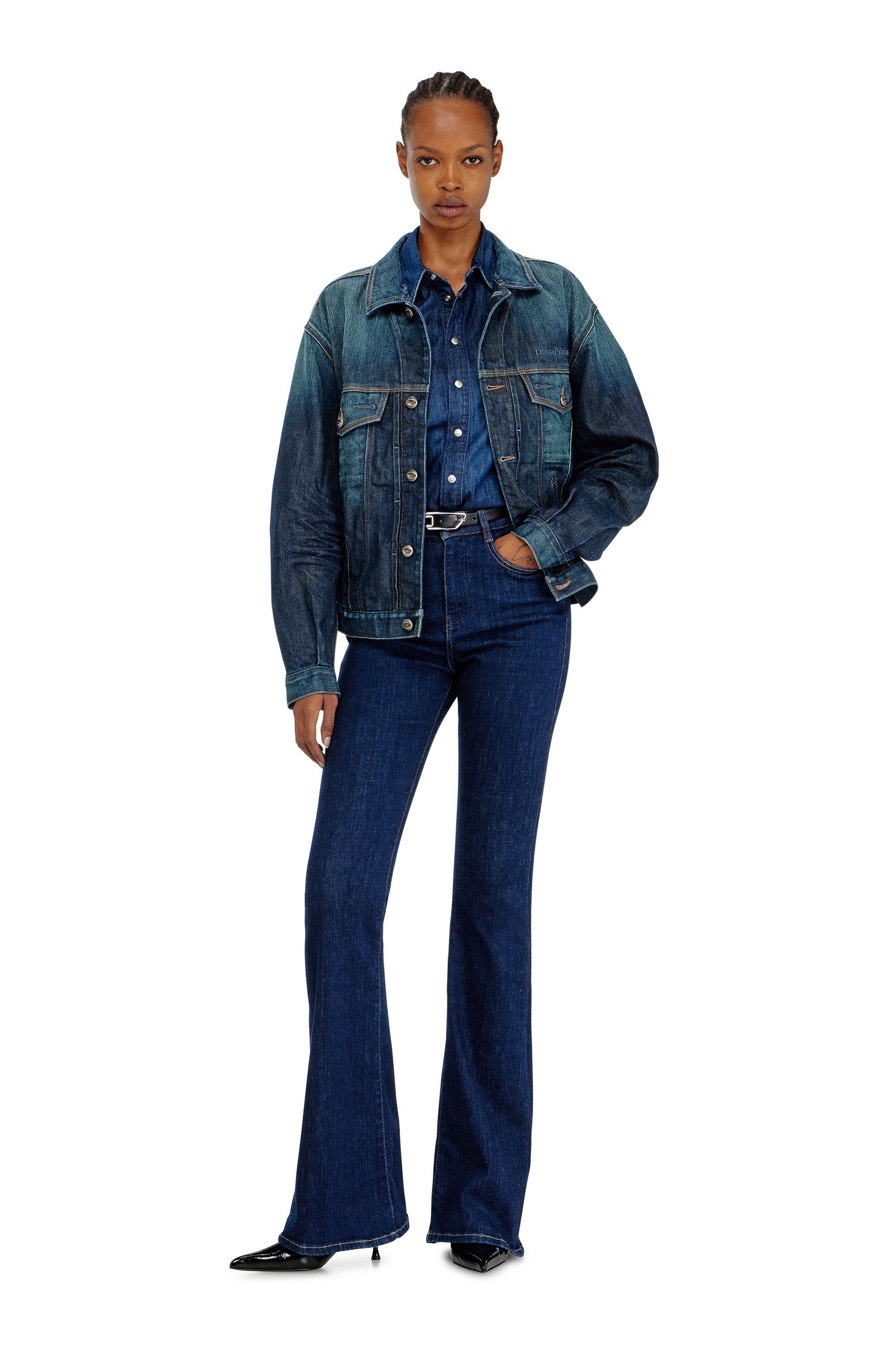 Diesel - D-DENVER-CL, Unisex Trucker-Jacke aus selvedge denim in Dunkelblau - 4