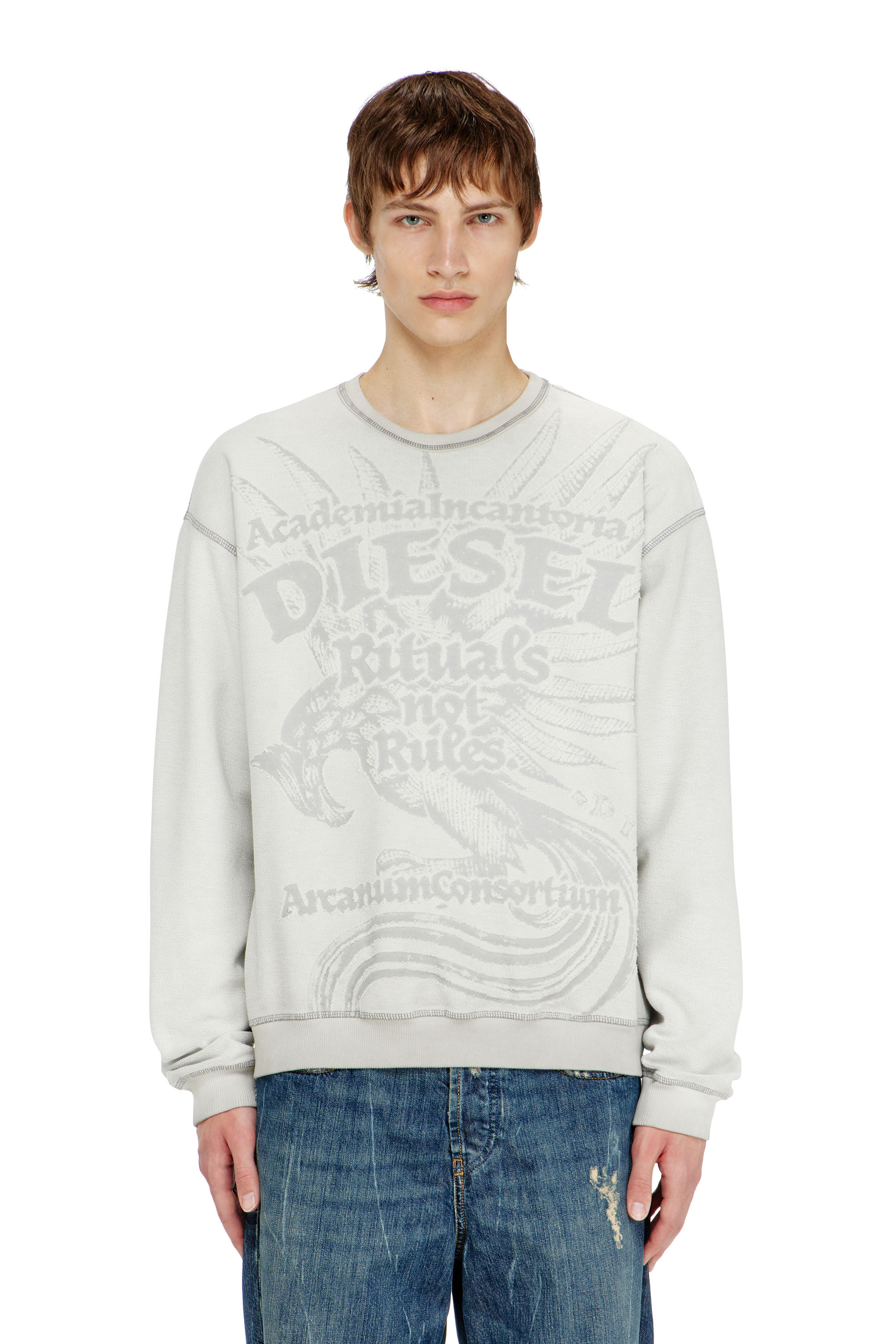 Diesel - S-ARON-RAW, Herren Sweatshirt mit d&eacute;vor&eacute;-Print in null - 5