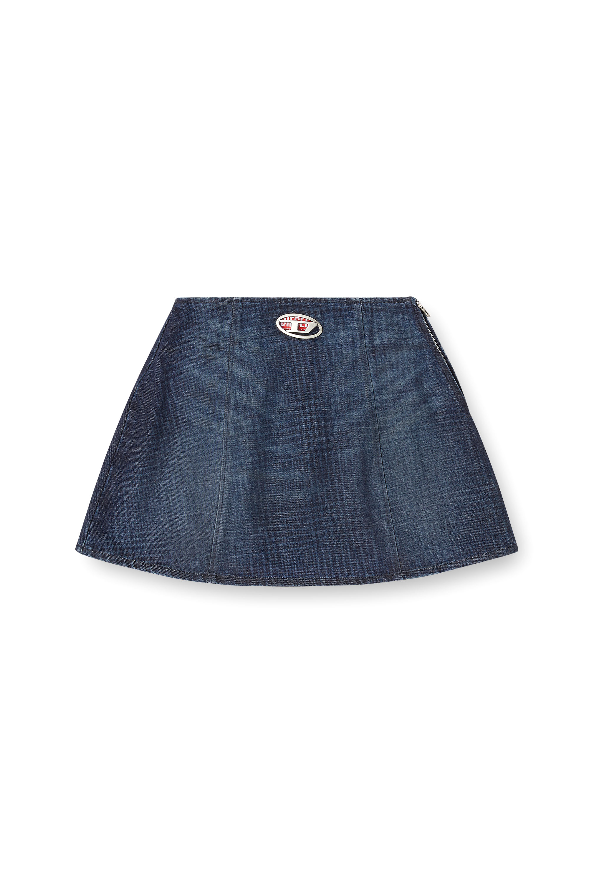 Diesel - DE-SWENY-S1, Damen Minirock aus Prince-of-Wales-Denim in Blau - 3