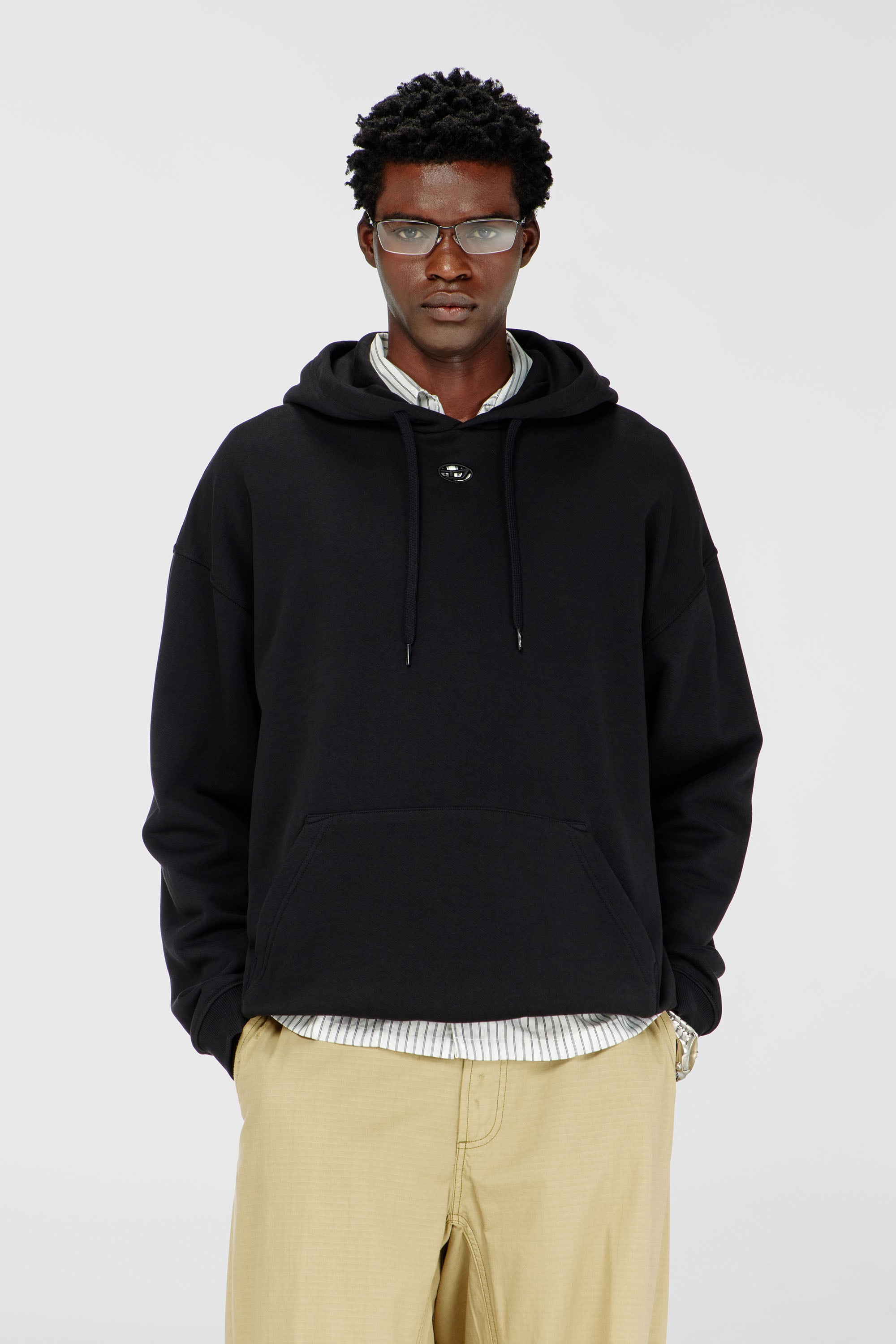 Diesel - S-BOXT-HOOD-DCO, Herren Locker geschnittener Hoodie mit K&auml;ngurutasche in Schwarz - 1