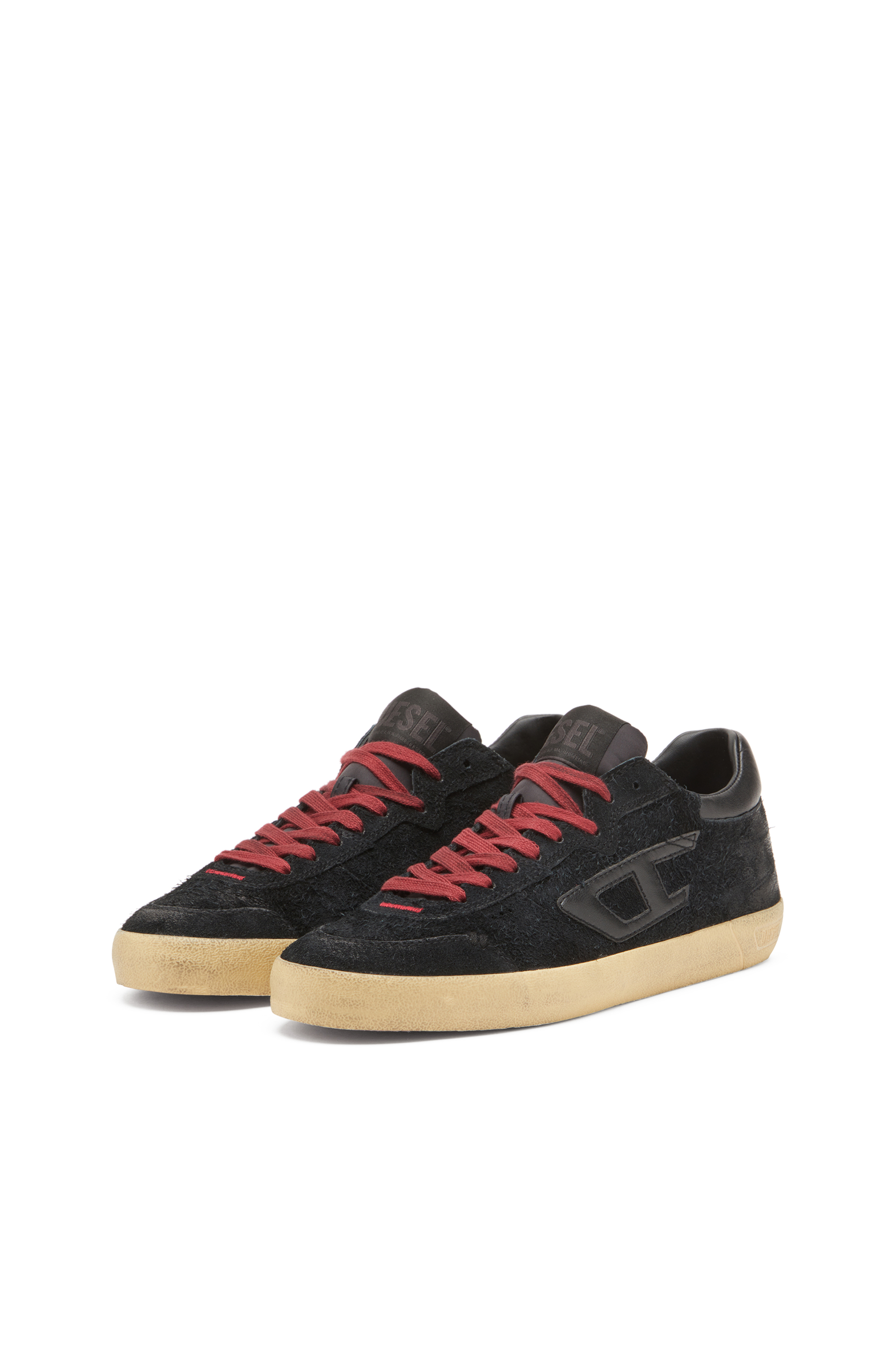 Diesel - S-LEROJI LOW, Herren S-Leroji-Distressed-Sneakers aus haarigem Veloursleder in Schwarz - 9