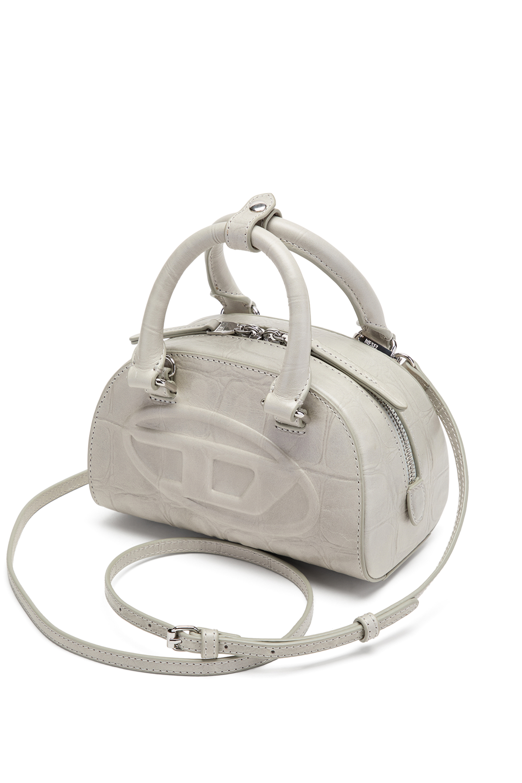 Diesel - 1DR DOME CROSSBODY, Damen 1DR Dome-Mini-Bowlingtasche aus Leder in Krokodilleder-Optik in Grau - 3
