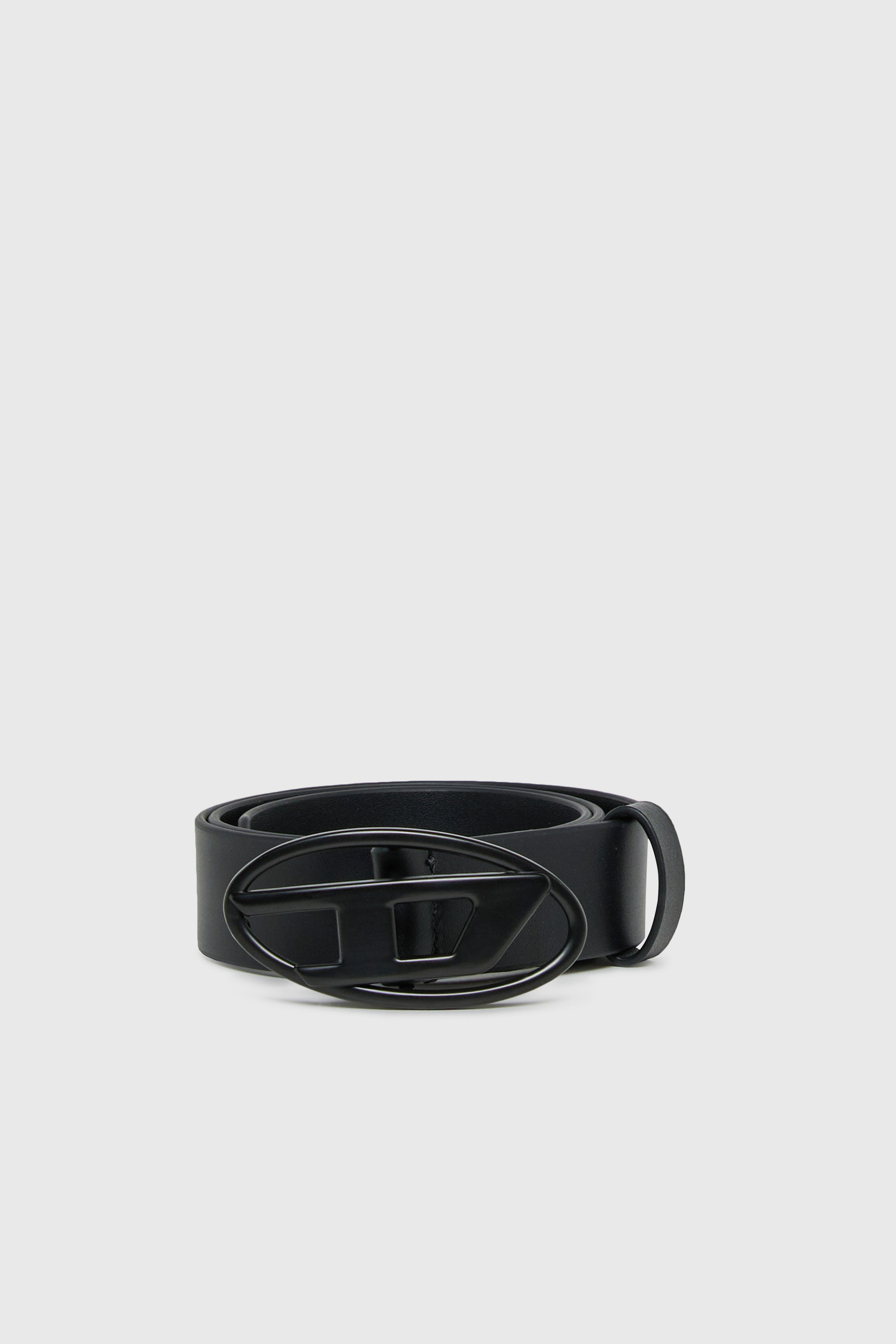 Diesel - B1DRN, Unisex 3 cm breiter Lederg&uuml;rtel mit ovaler D-Schnalle in Schwarz - 1