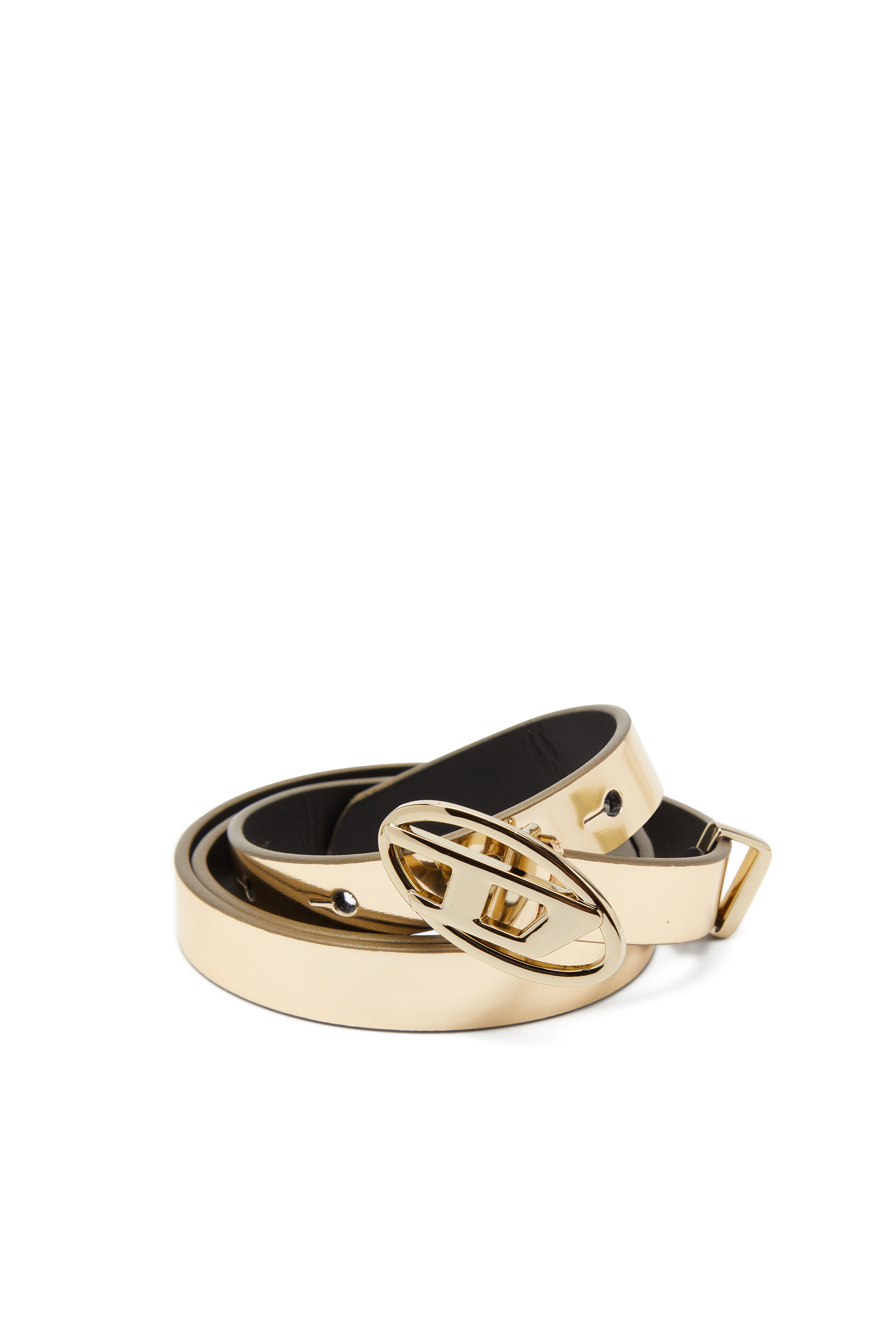 Diesel - B-1DR 15, Damen Schmaler Gürtel aus laminiertem Leder in Gold - 3
