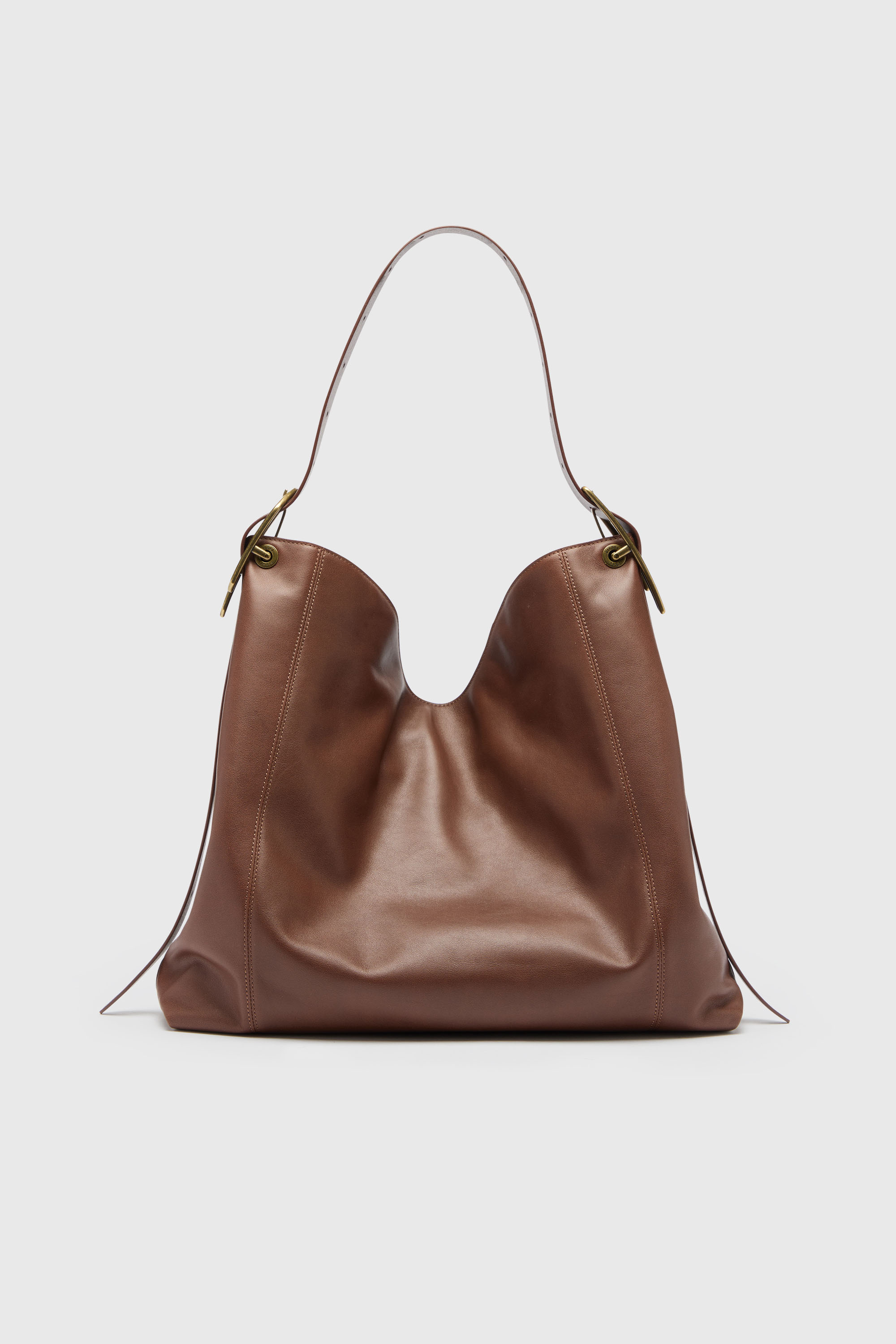 Diesel - D-LINE HOBO L, Damen D-Line Hobo-Tasche aus Leder in Dunkelbraun - 2