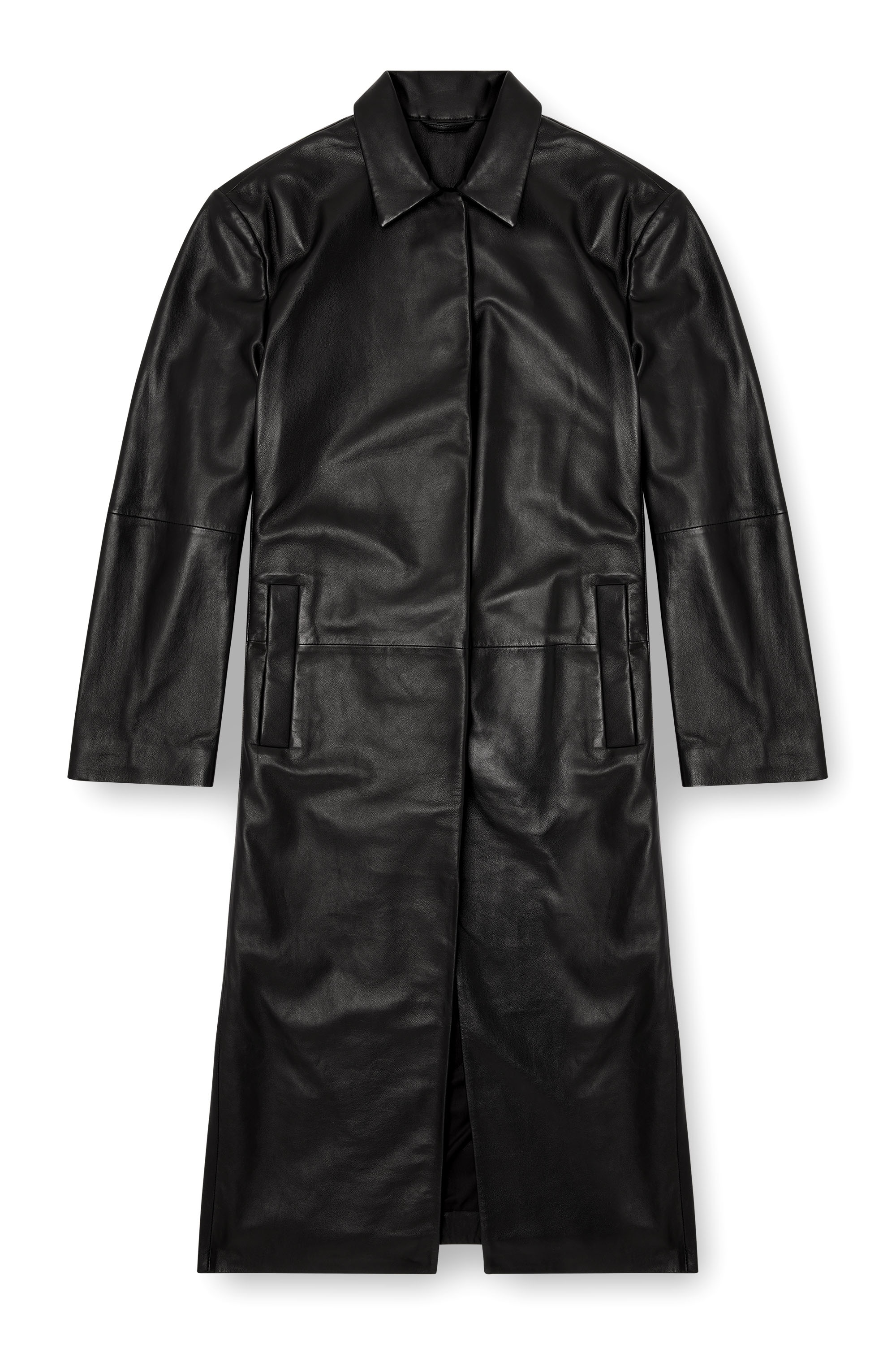 Diesel - L-ANCELOT, Damen Langer gepolsterter Mantel aus Leder in Schwarz - 3