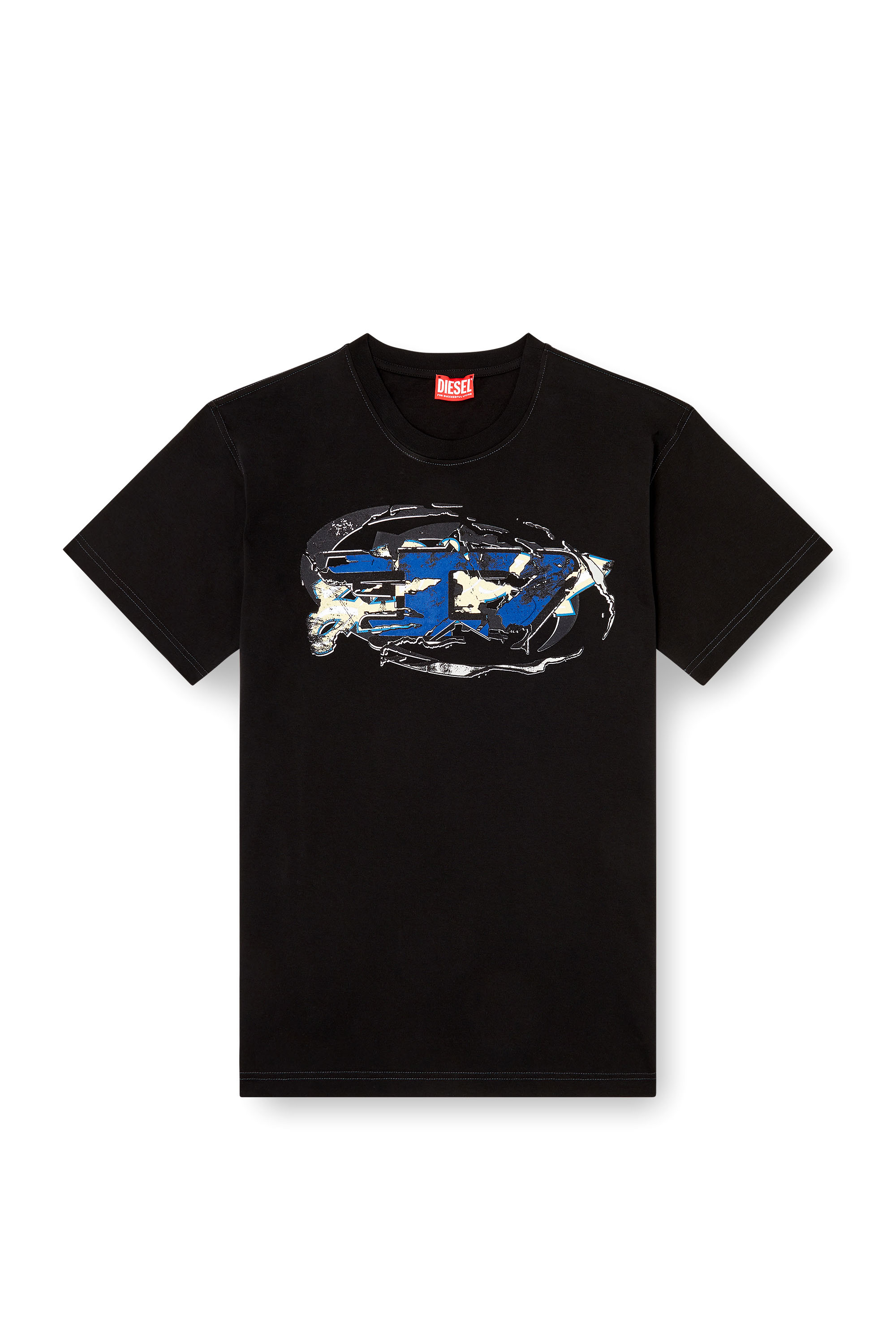 Diesel - T-NORM-T11, Herren T-Shirt mit Oval D-Logo in Schwarz - 3