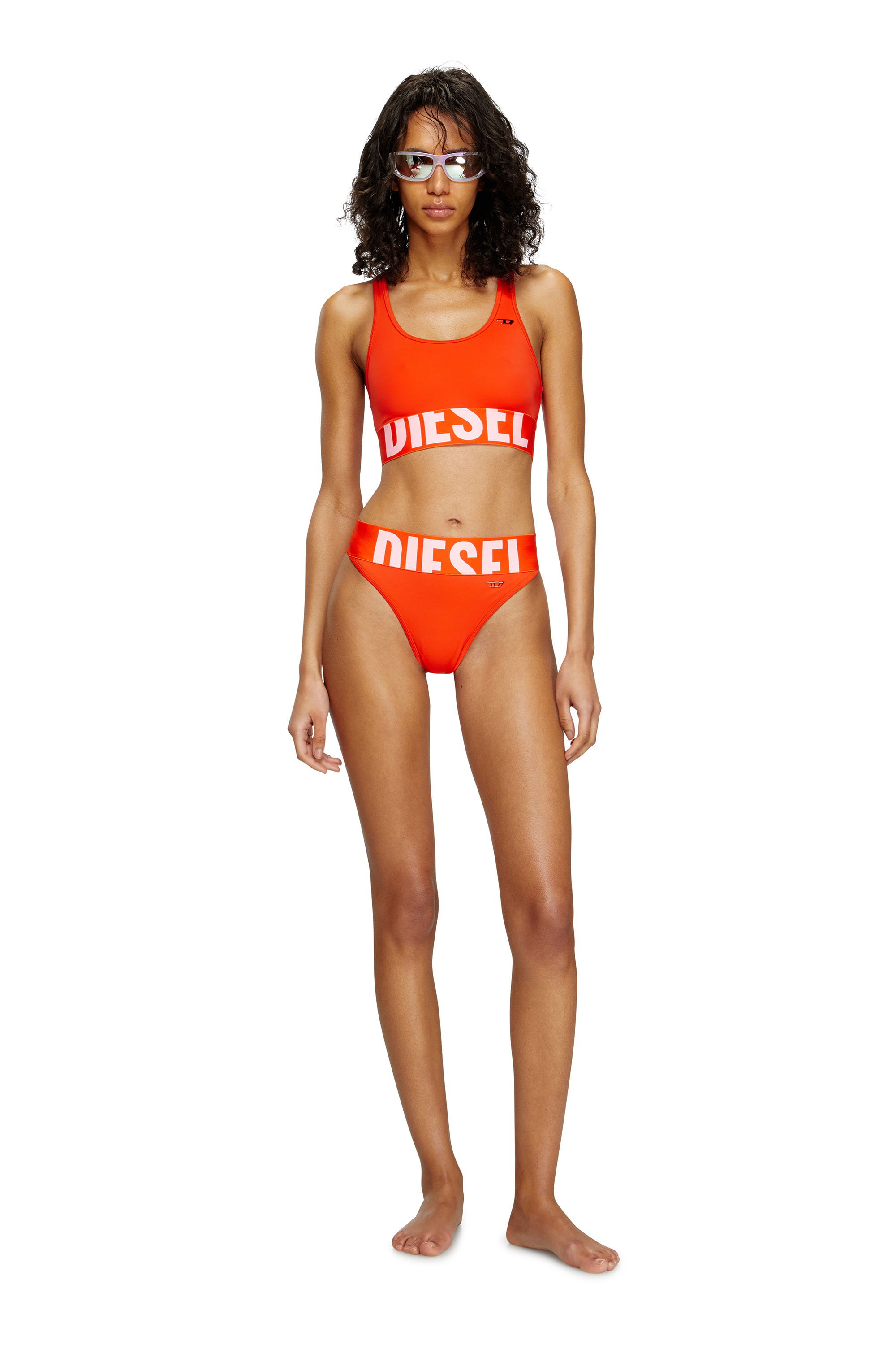 Diesel - LOLA-D-POP, Damen Bikini-Hose mit abgeschnittenem Logo in Orange - 1