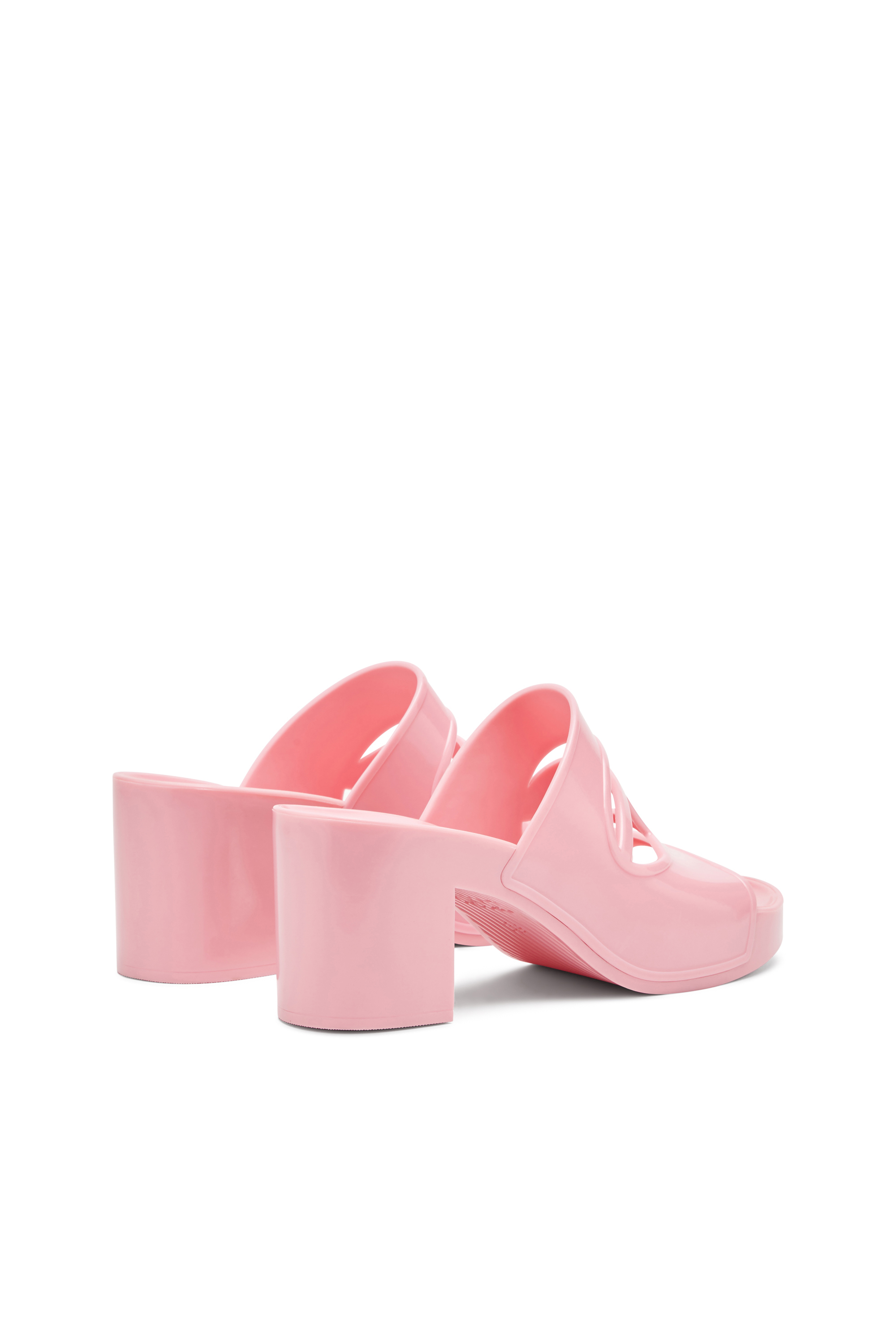 Diesel - SA-BONNIE, Woman's Sa-Bonnie-Heeled rubber slides with cut-out logo in Pink - 3