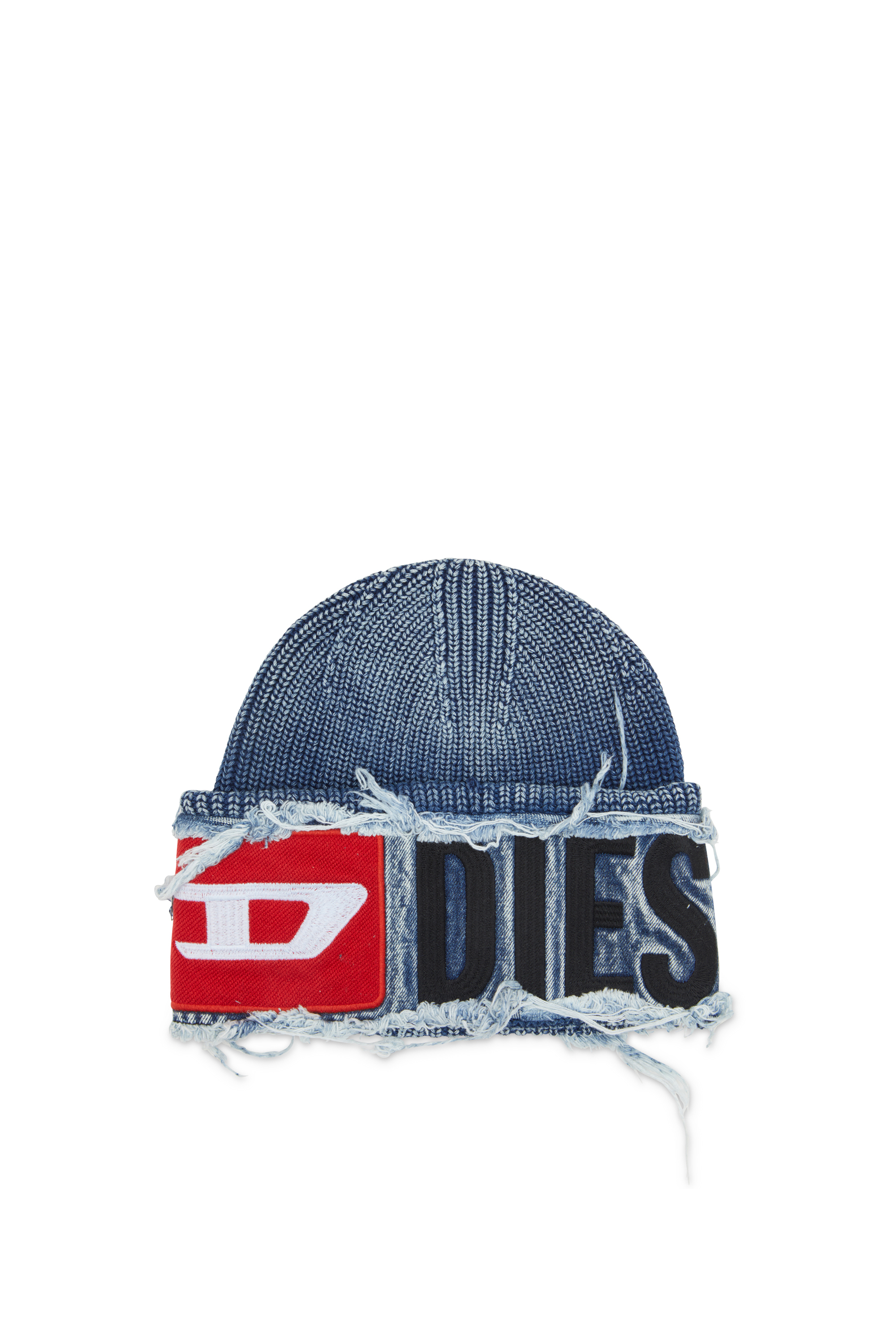 Diesel - K-FROK, Unisex Mütze in Denim-Optik mit auffälligem Patch-Detail in Blau - 1