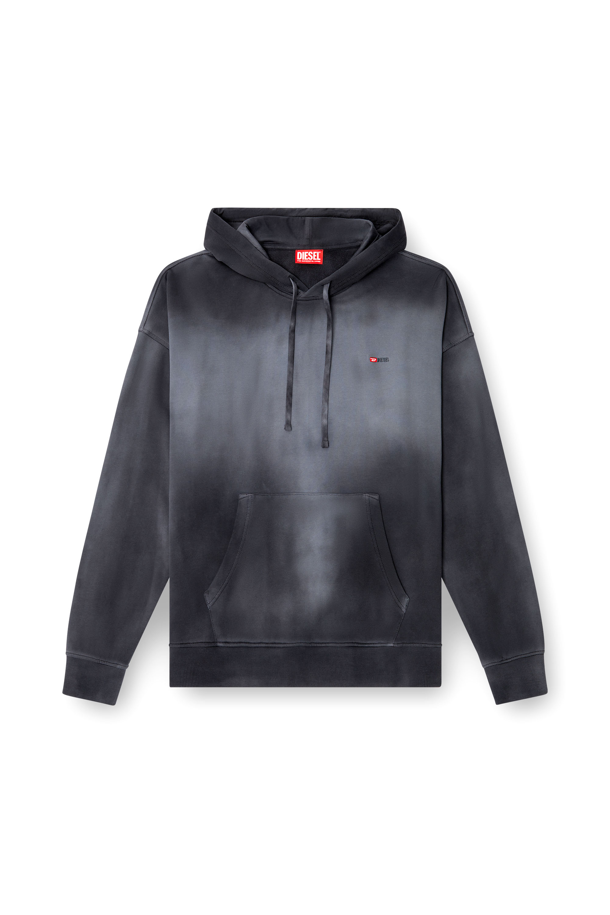 Diesel - S-ROB-HOOD-R2, Man's Faded hoodie with micro-logo embroidery in Black - 3