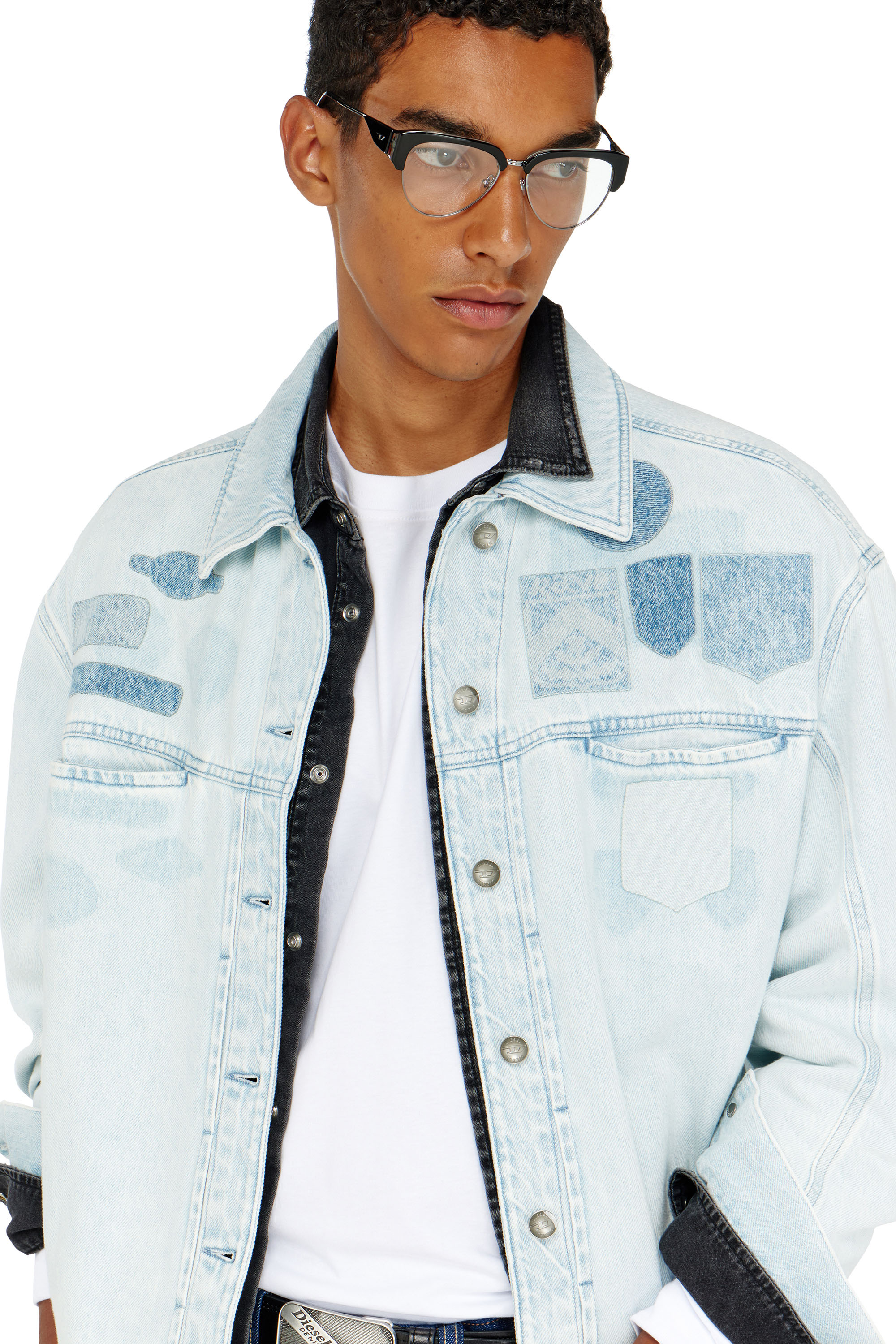 Diesel - D-RYMAVO-S, Unisex Denim overshirt mit patch-effekten in Hellblau - 5