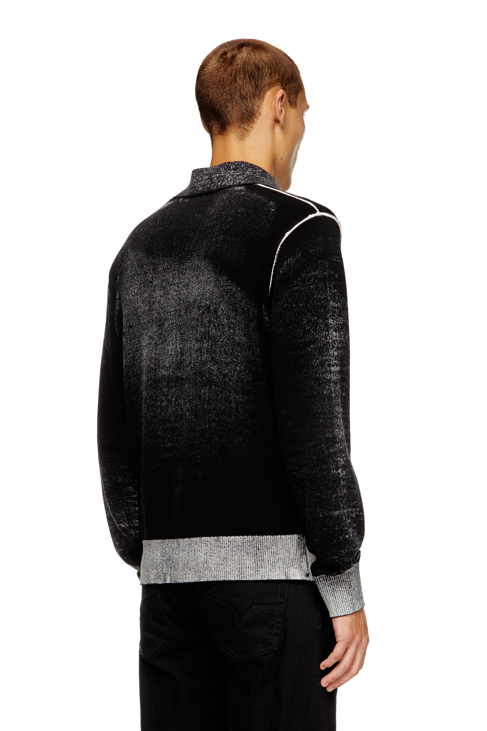 Diesel - K-LORENZO, Herren Polo-Pullover mit Reverse-Print in Schwarz - 4