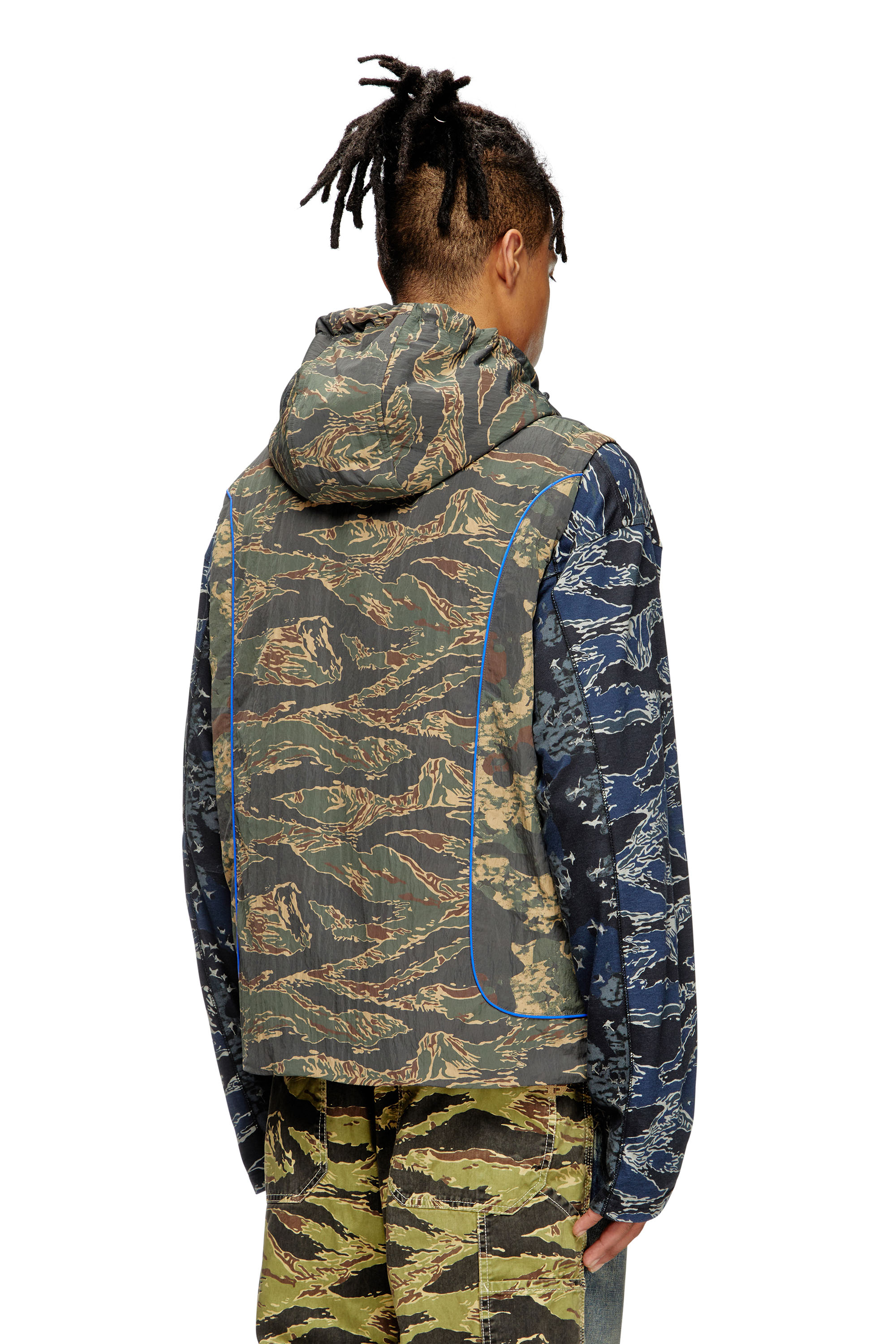 Diesel - J-OSTEND-SL-CAMU, Herren Weste mit Kapuze und gemischten Camo-Prints in Blau/Grün - 4
