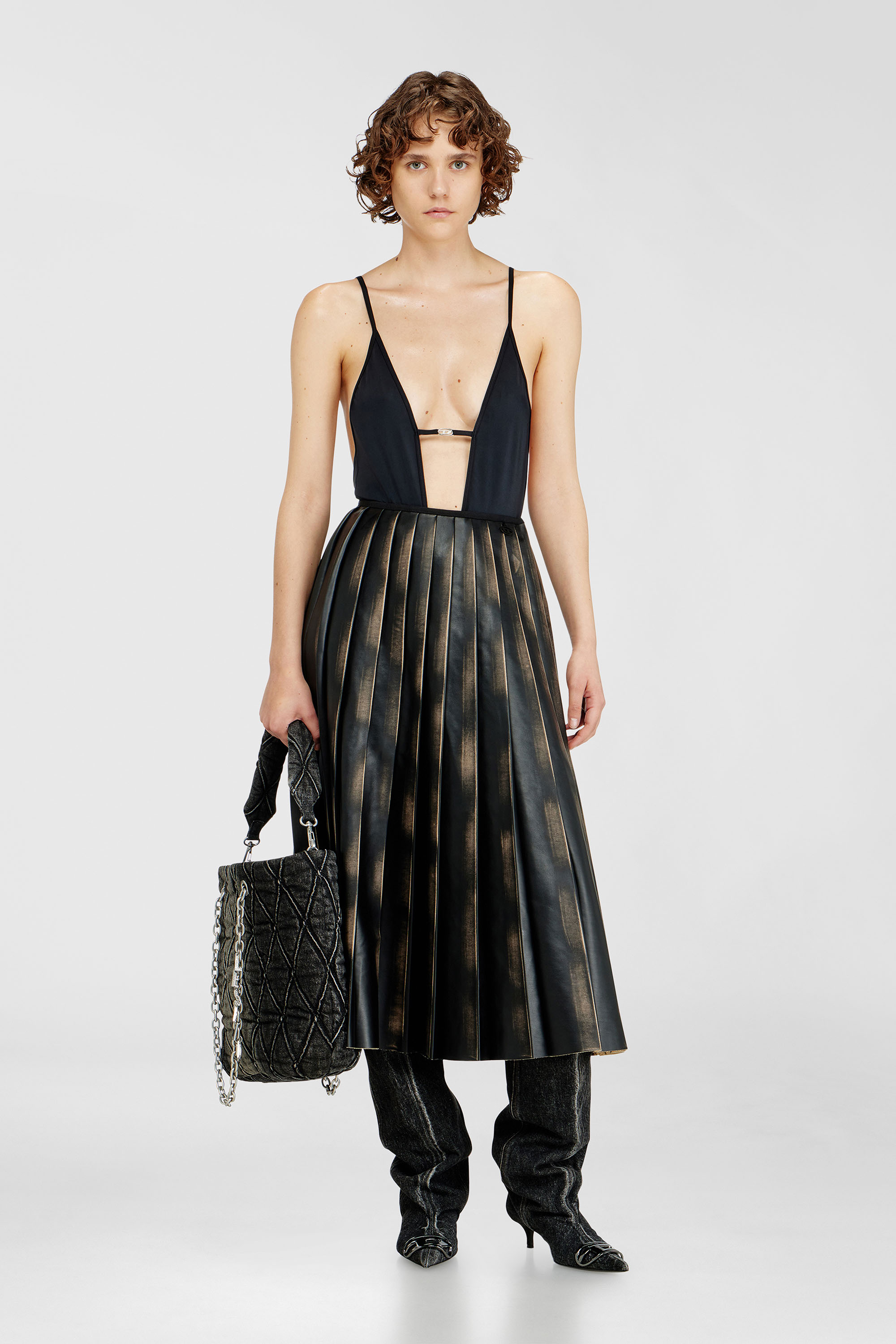 Diesel - DAISY-DNM, Damen Badeanzug aus Nylon mit tiefem Ausschnitt in Schwarz - 5