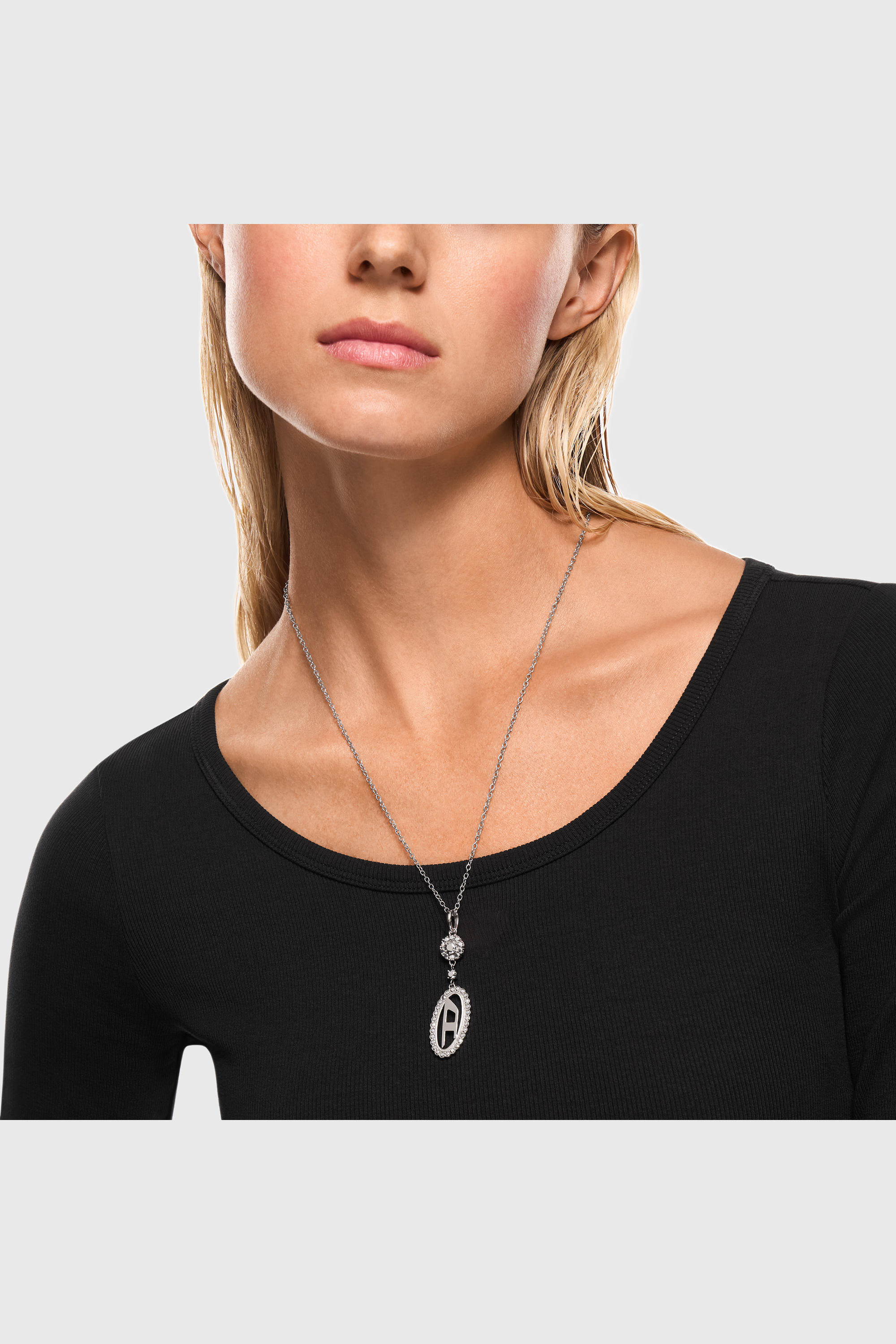 Diesel - DX1750040, Unisex's Stainless steel pave pendant necklace in Silver - 4